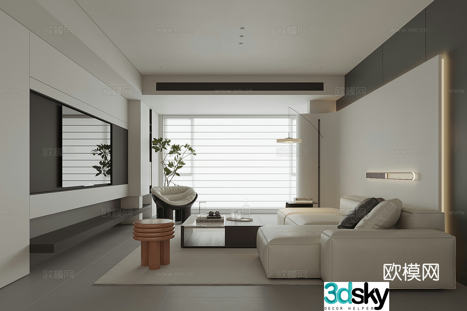 Modern home living room 3d model