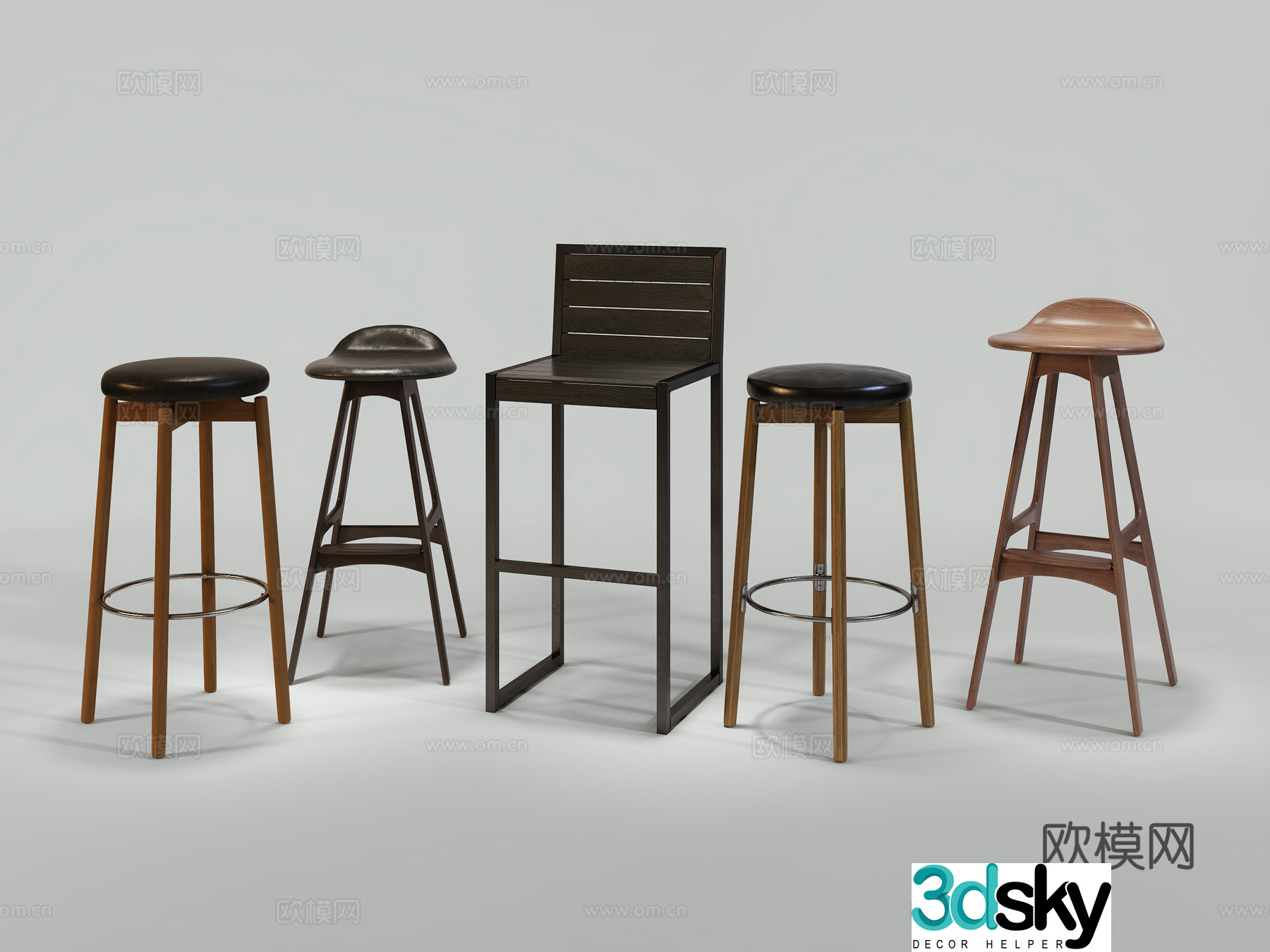 Modern bar chair Bar bar chair Restaurant bar chair Bar chair Combination 3D model