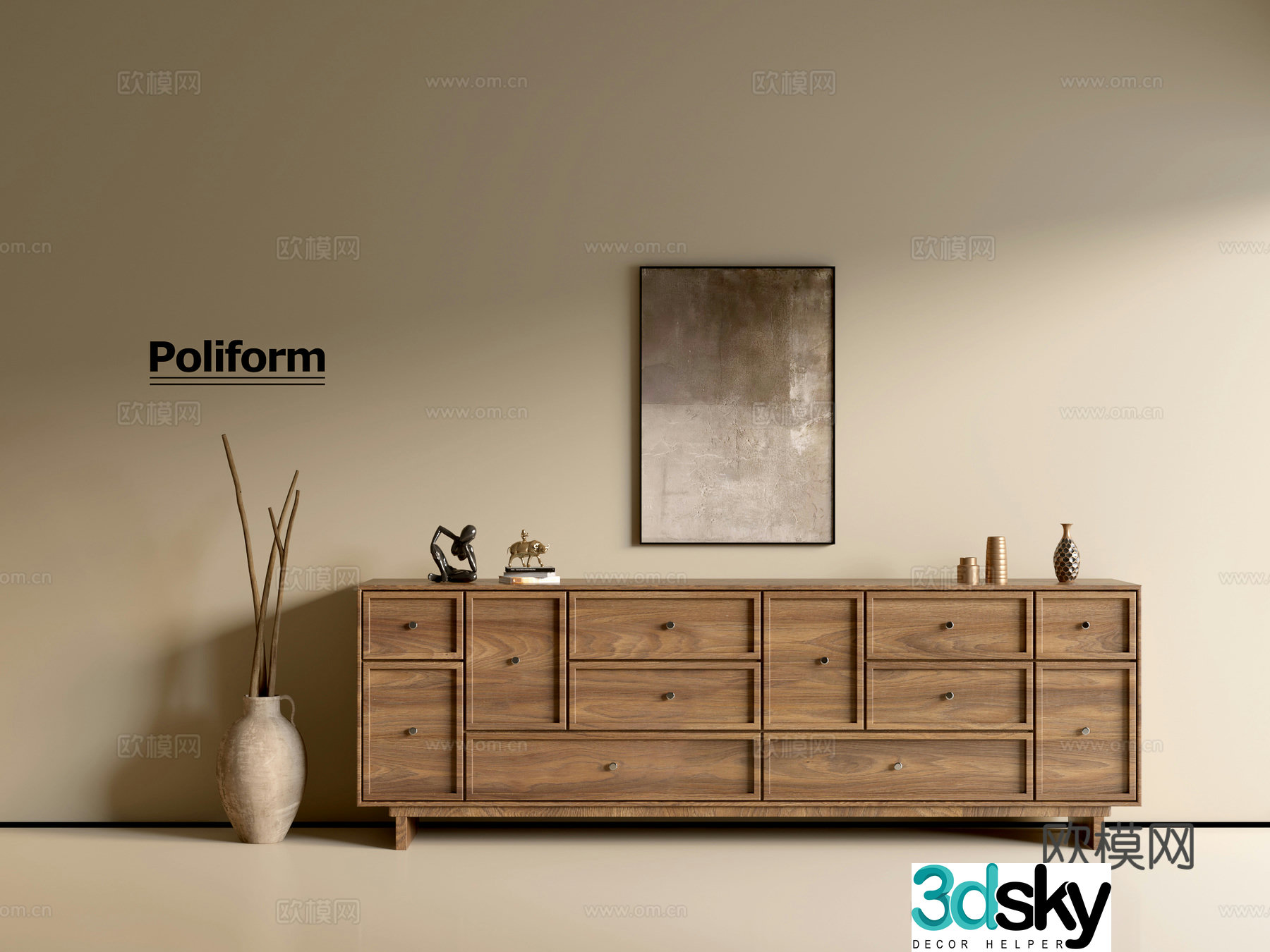 Modern wood grain cabinet ins wind minimalist wind cabinet whole cabinet sideboard balcony cabinet storage 3D model