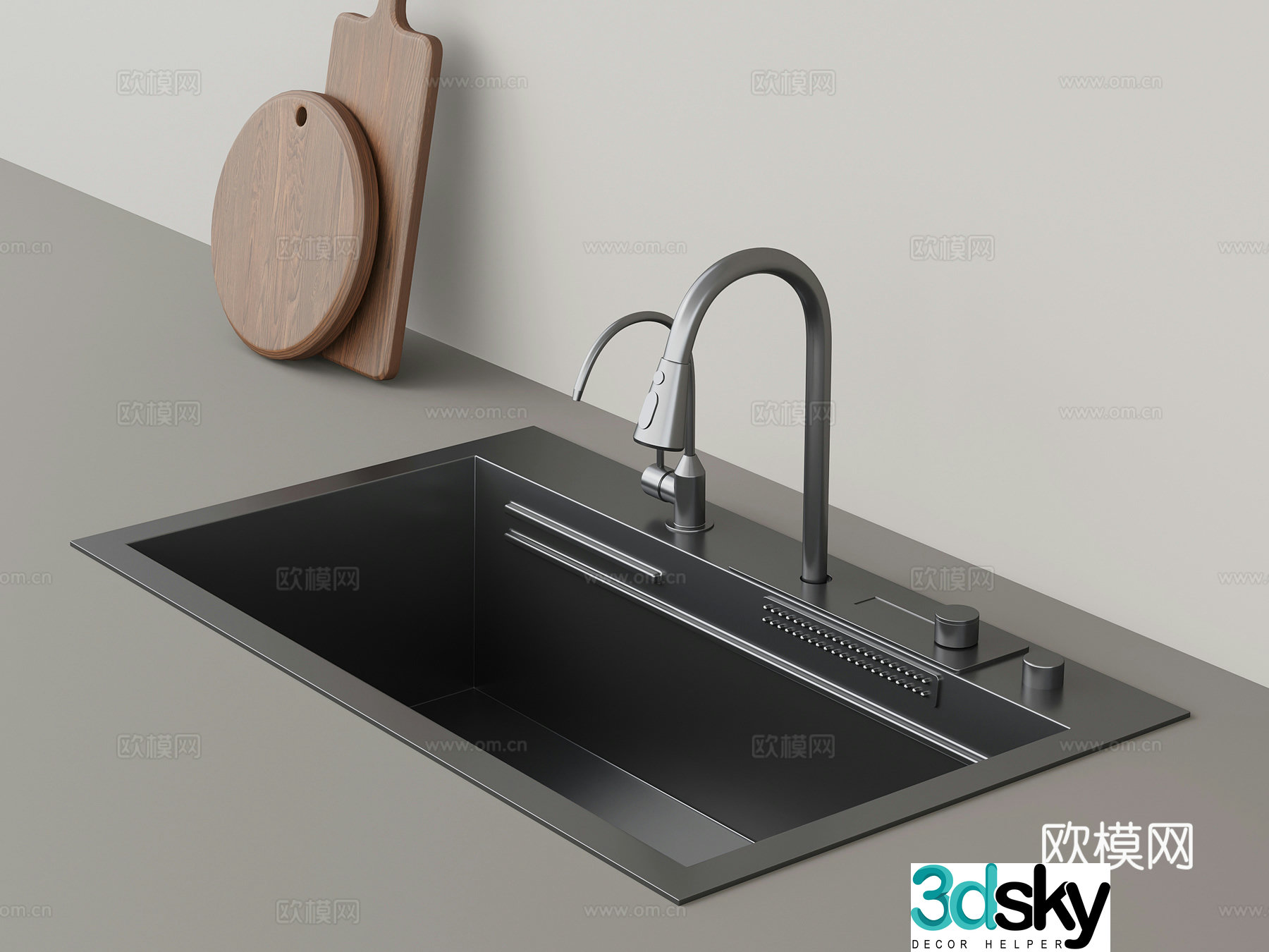 Sink modern stainless steel sink kitchen sink under counter basin faucet wash basin 3D model