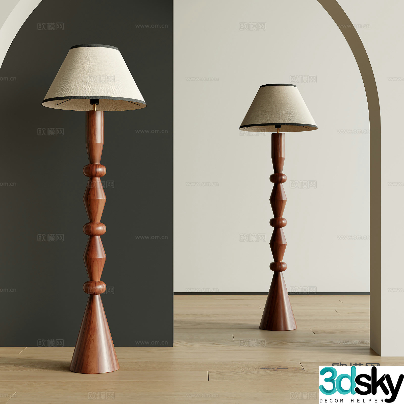 Middle-aged floor lamp 3d model