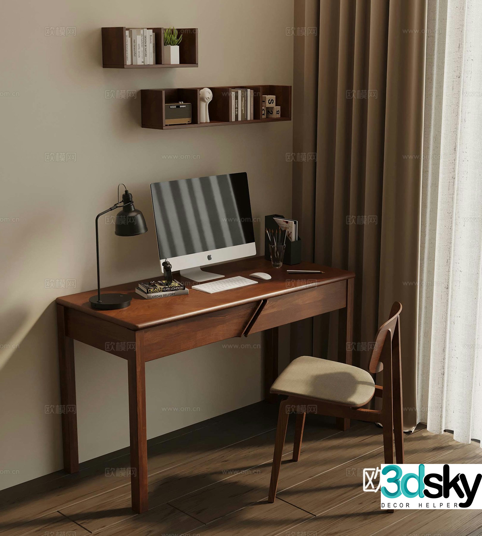 Middle-aged style desk 3d model