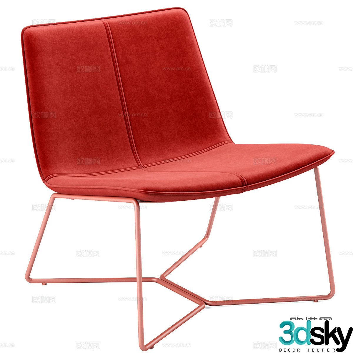 Modern minimalist fabric lounge chair 3d model