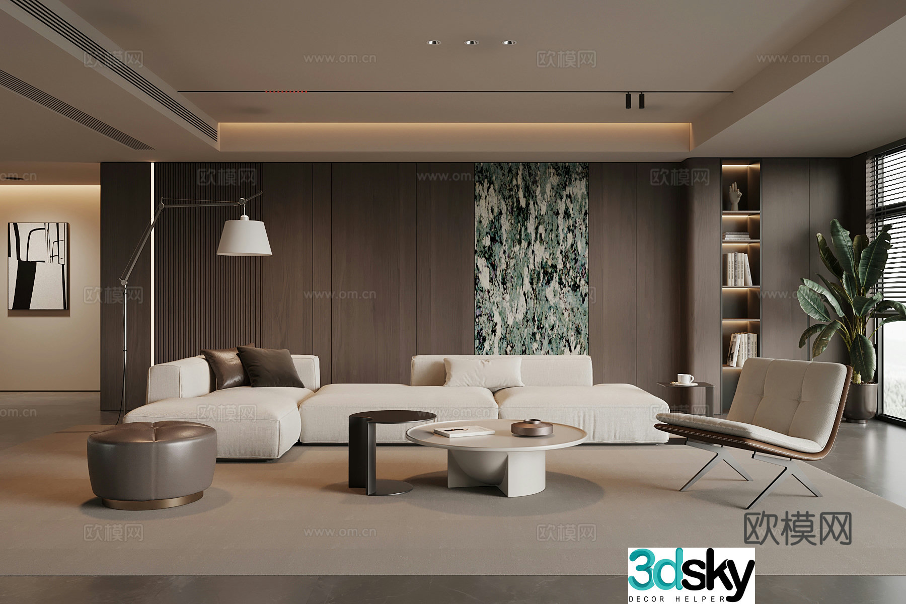 Modern Italian living room sofa combination 3d model