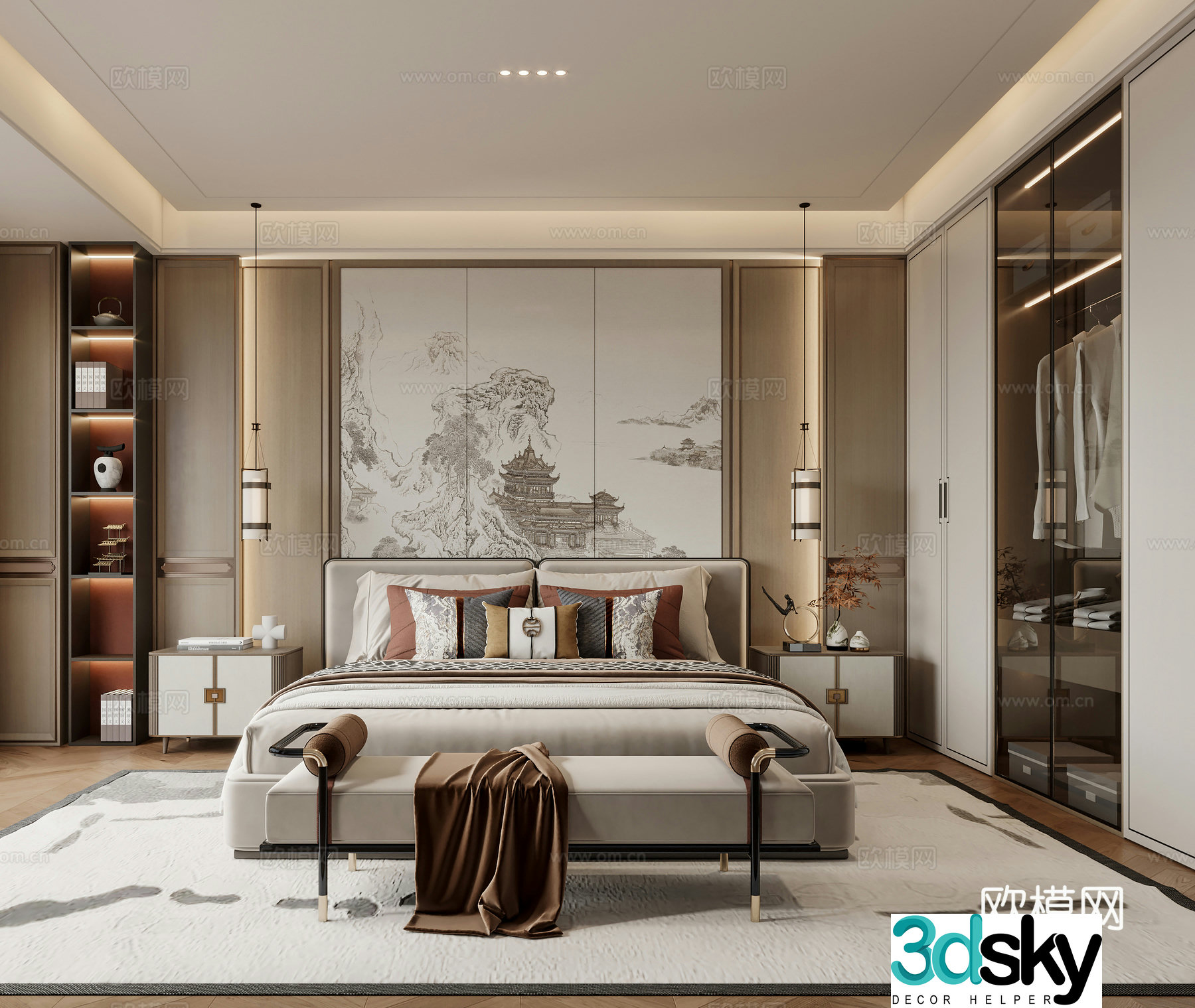 New Chinese bedroom 3D model