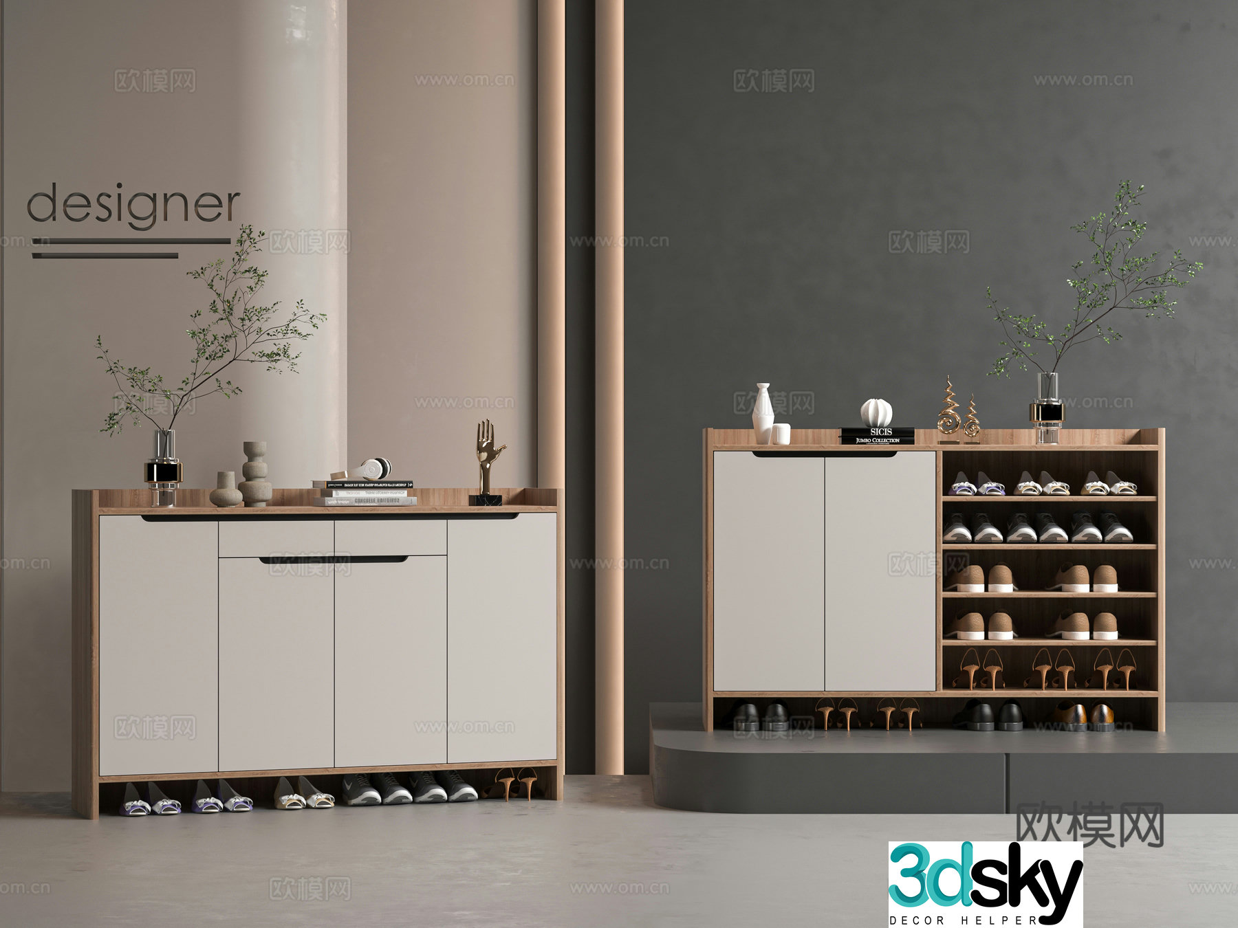 Modern shoe cabinet 3d model