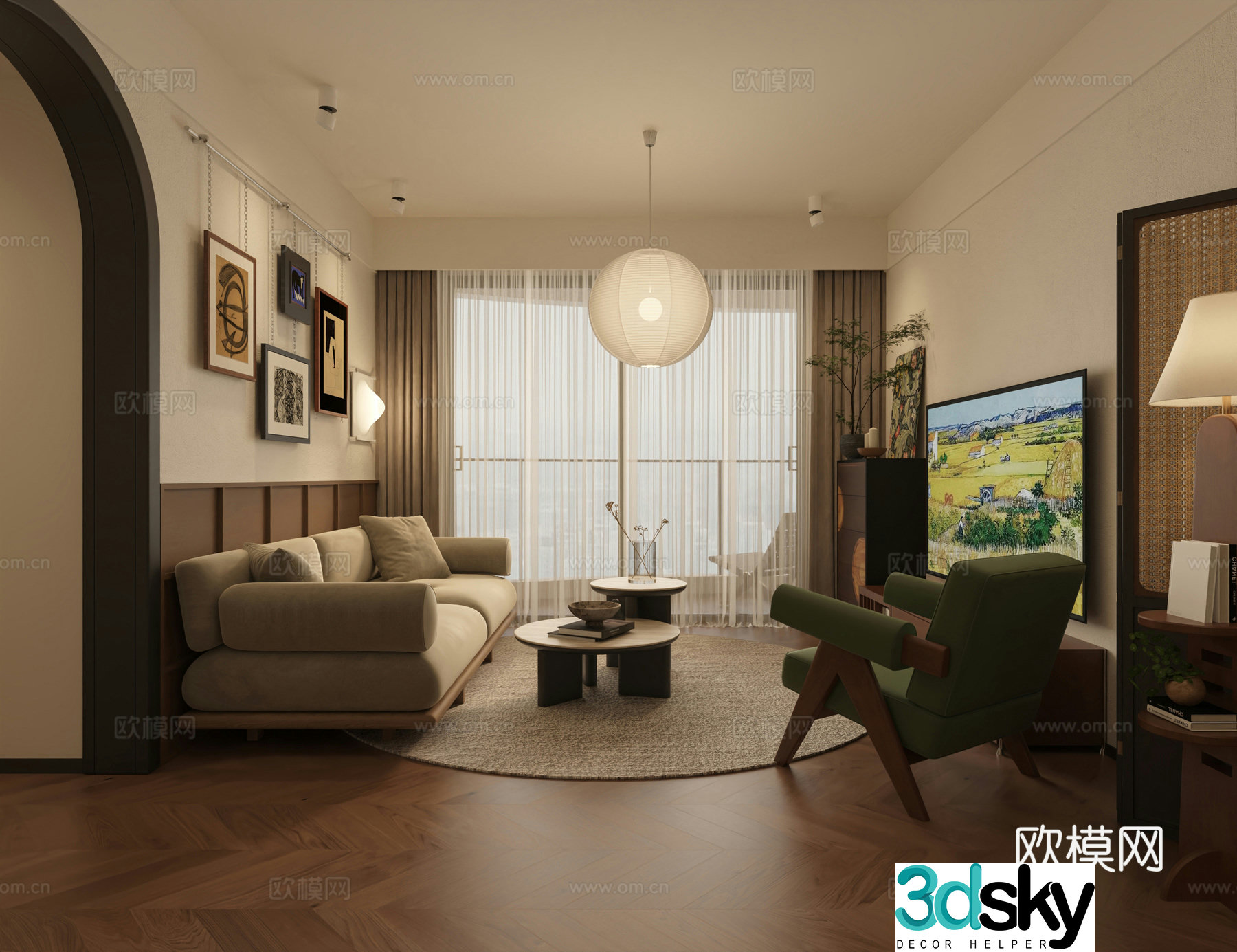 3D model of medieval style living room restaurant