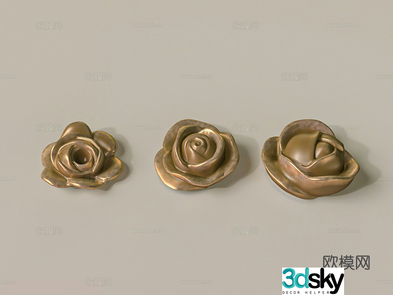 Chinese flower carving bronze 3D model