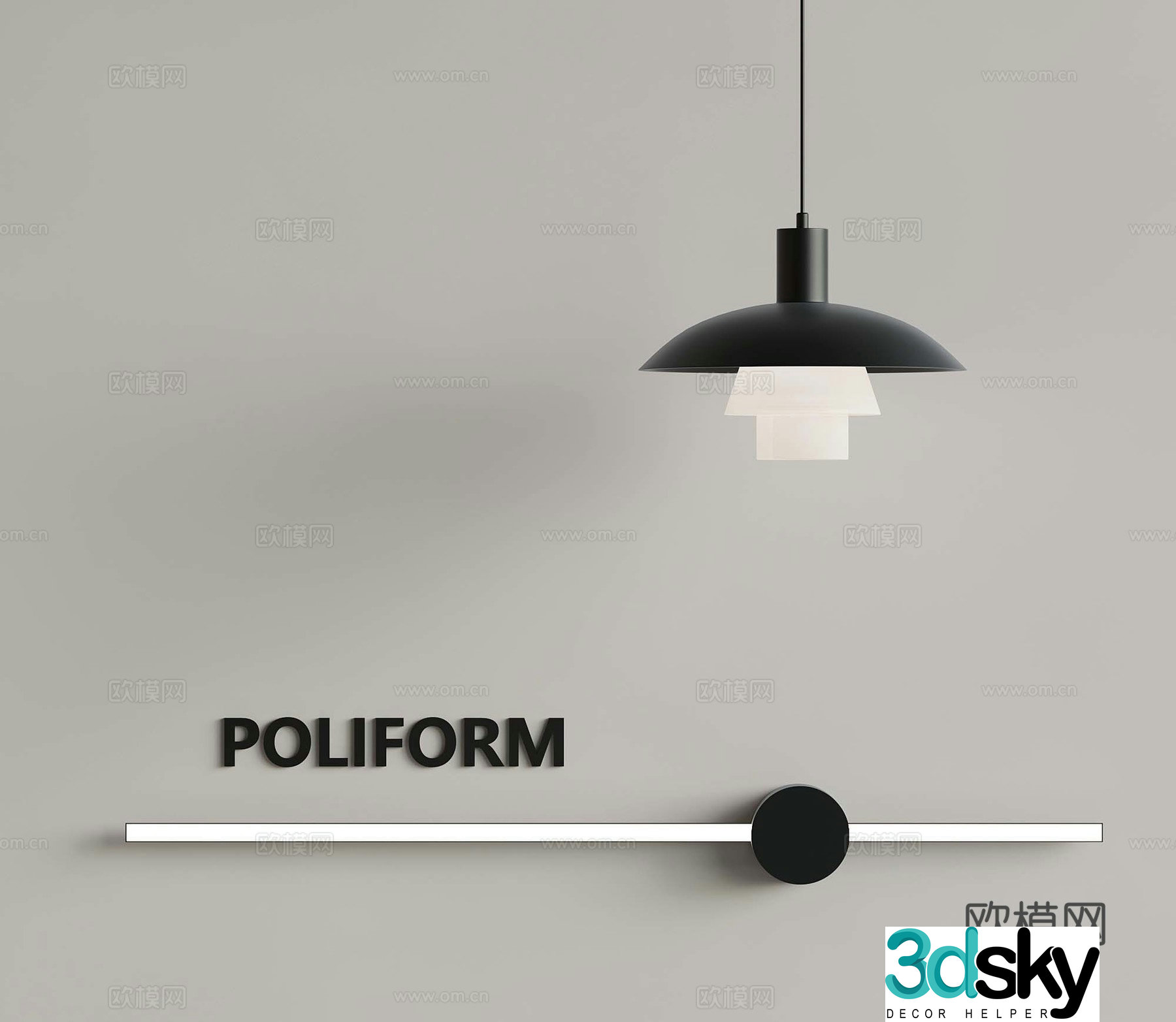Modern Chandelier Line Wall Light 3D Model