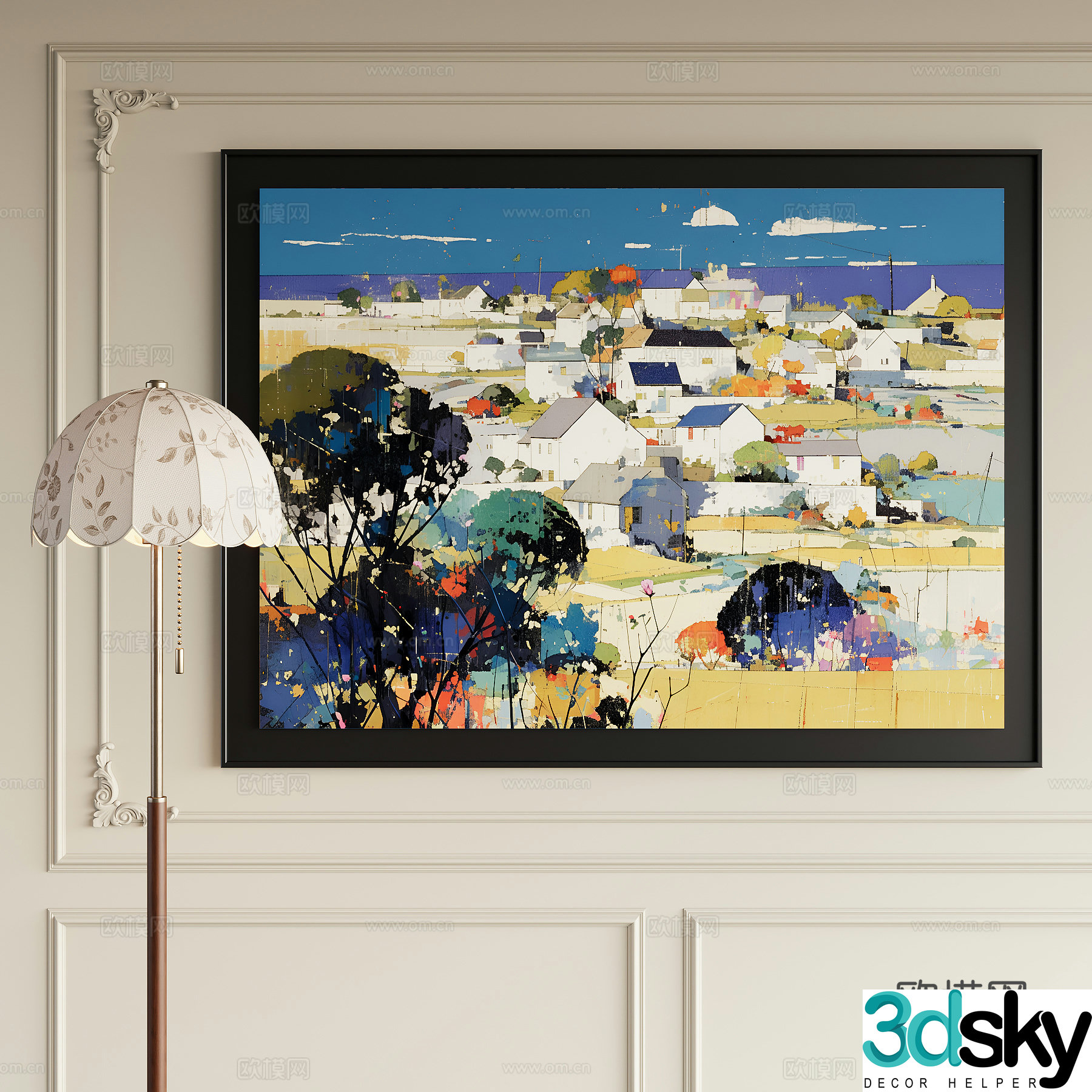 French medieval style decoration painting 3d model