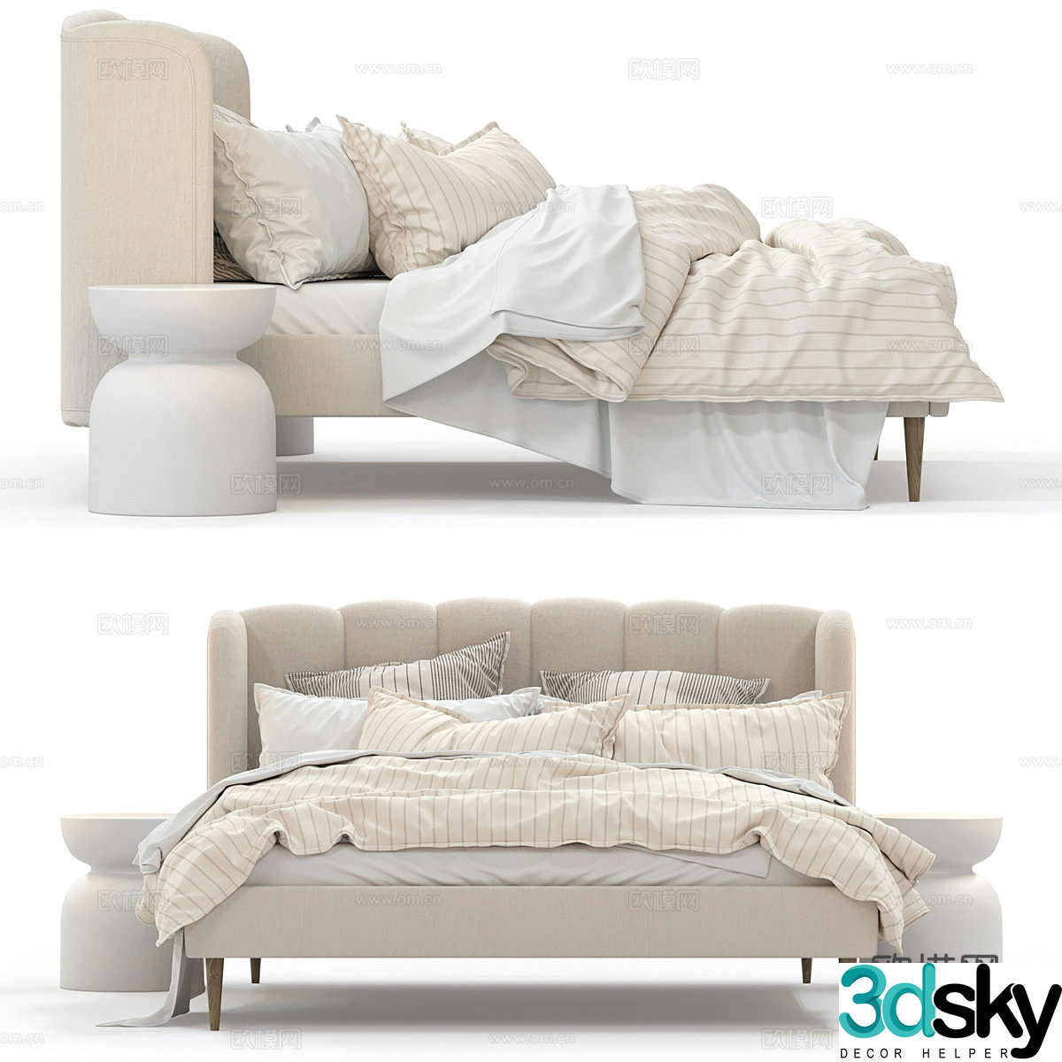 Background double bed 3d model