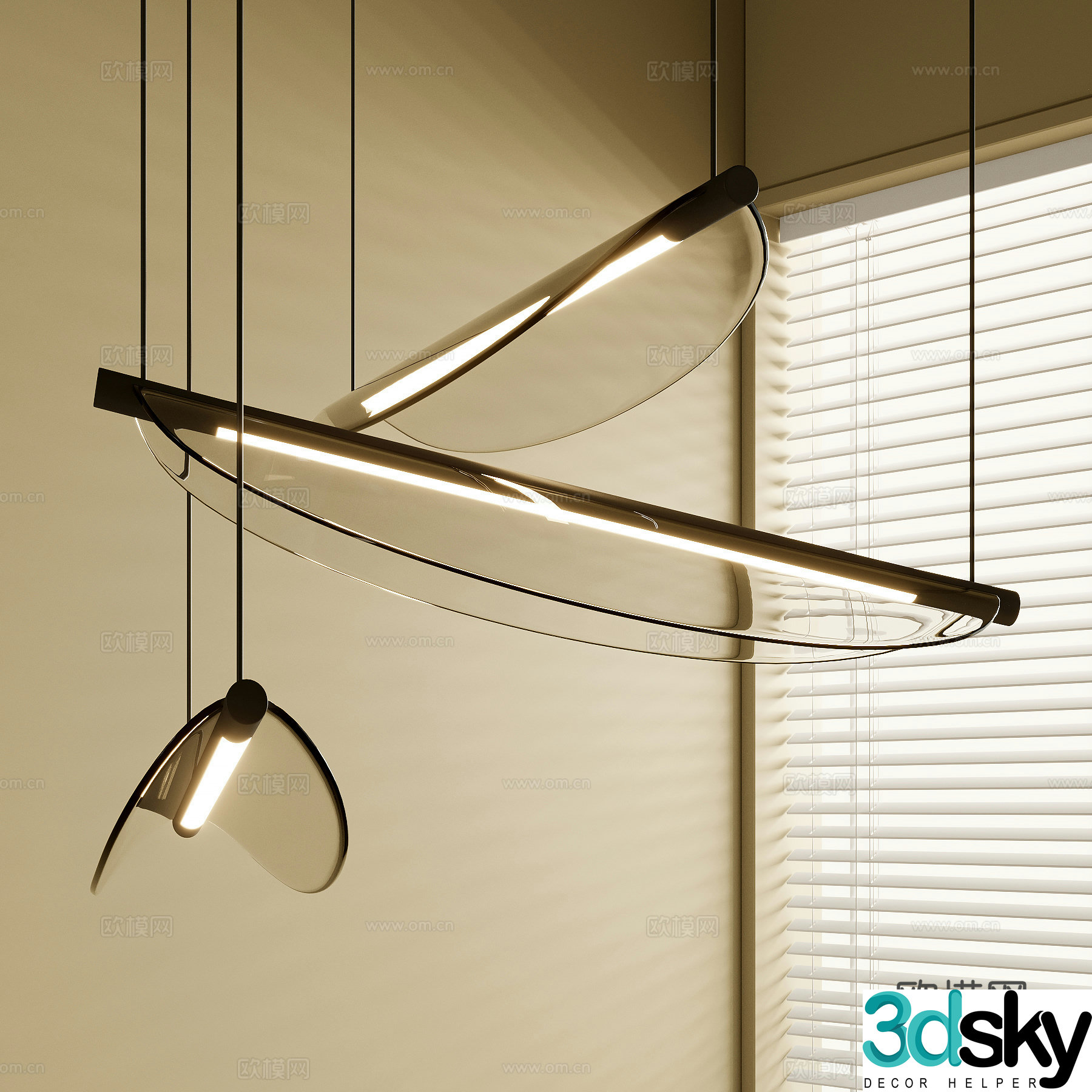 Modern glass chandelier 3d model