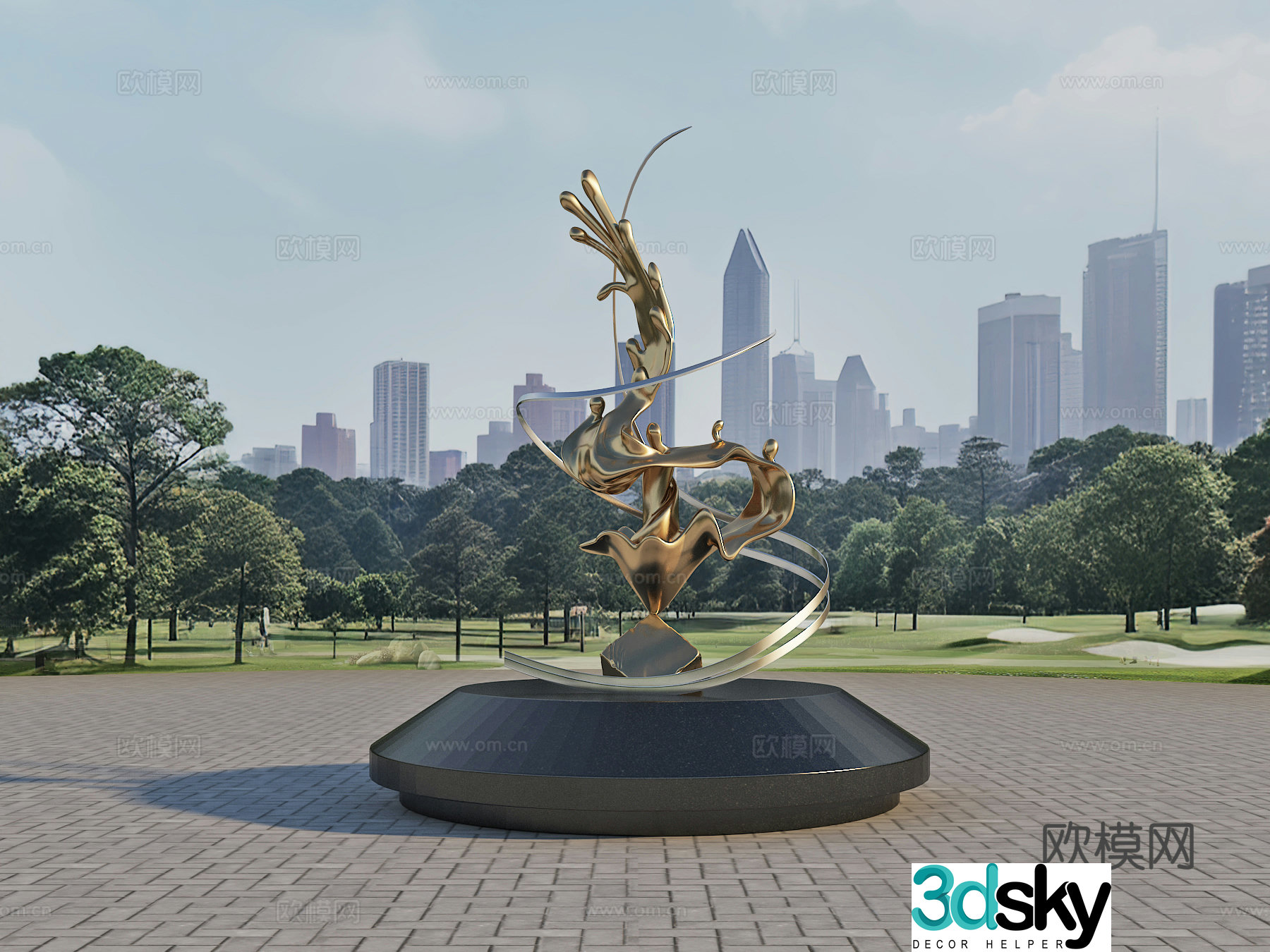 Square installation Sculpture Landscape Art sketch 3d model