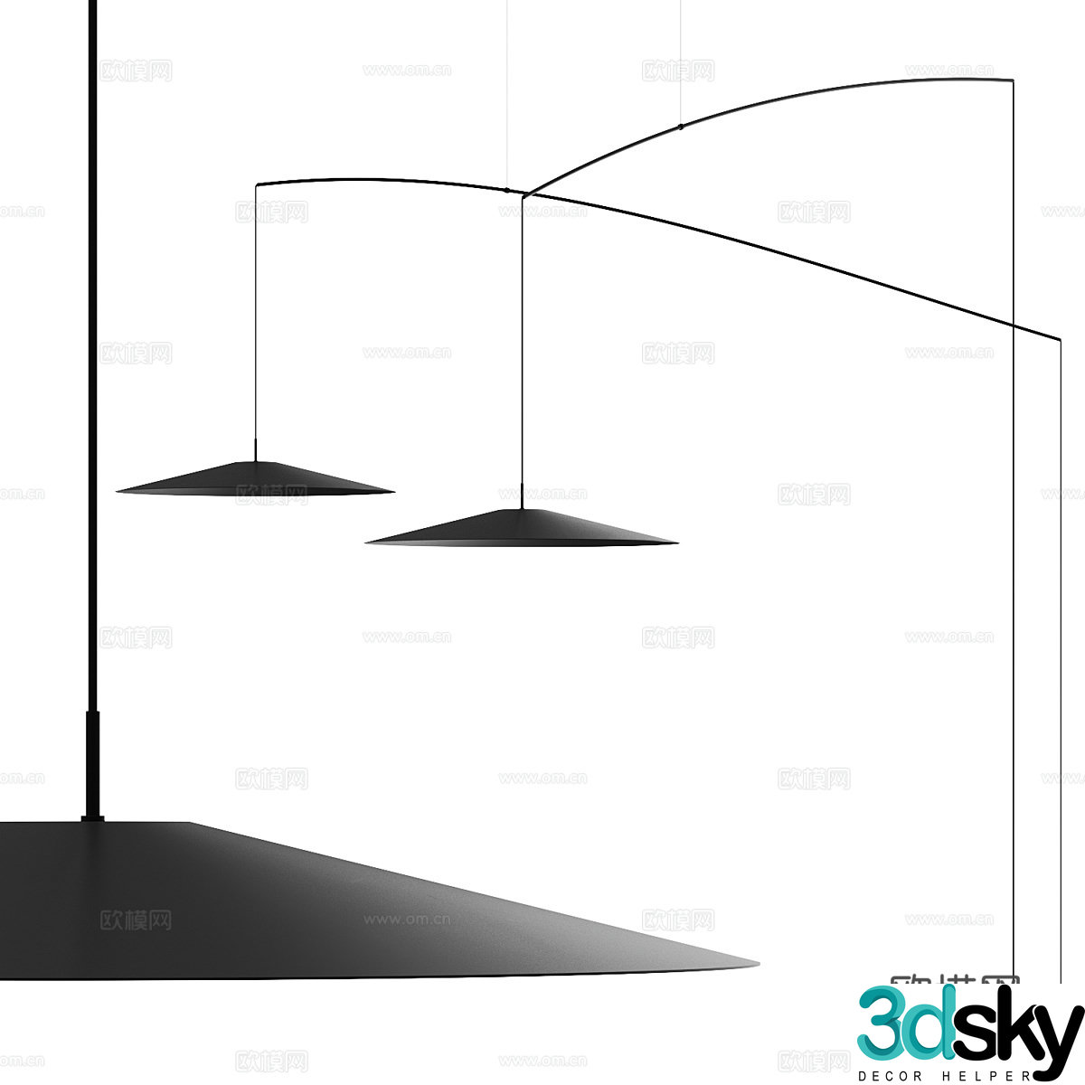 Modern minimalist floor lamp hanging line lamp 3d model