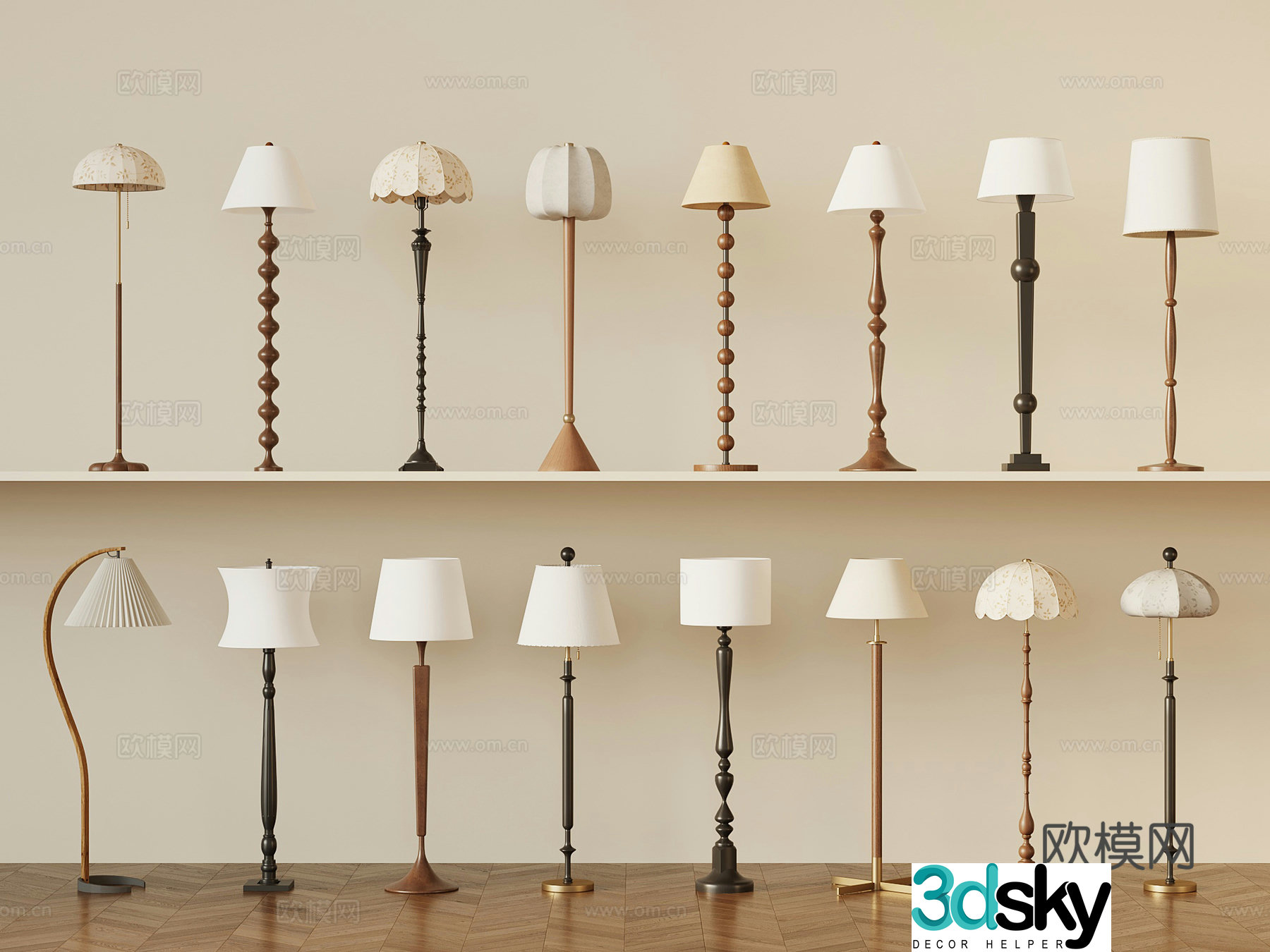 Floor lamp French medieval floor lamp Floor lamp combination 3D model
