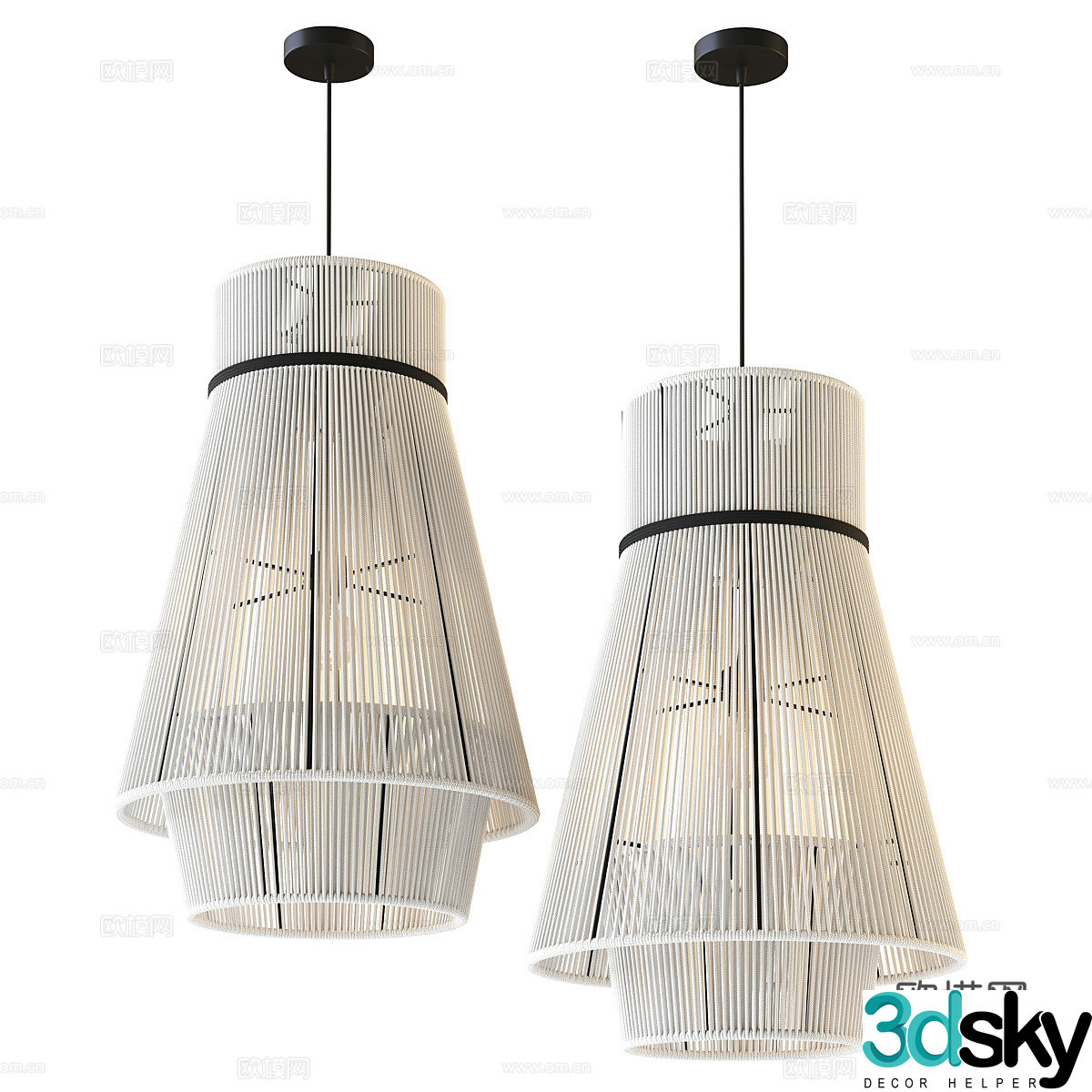 New Chinese style wasabi decorative chandelier 3D model