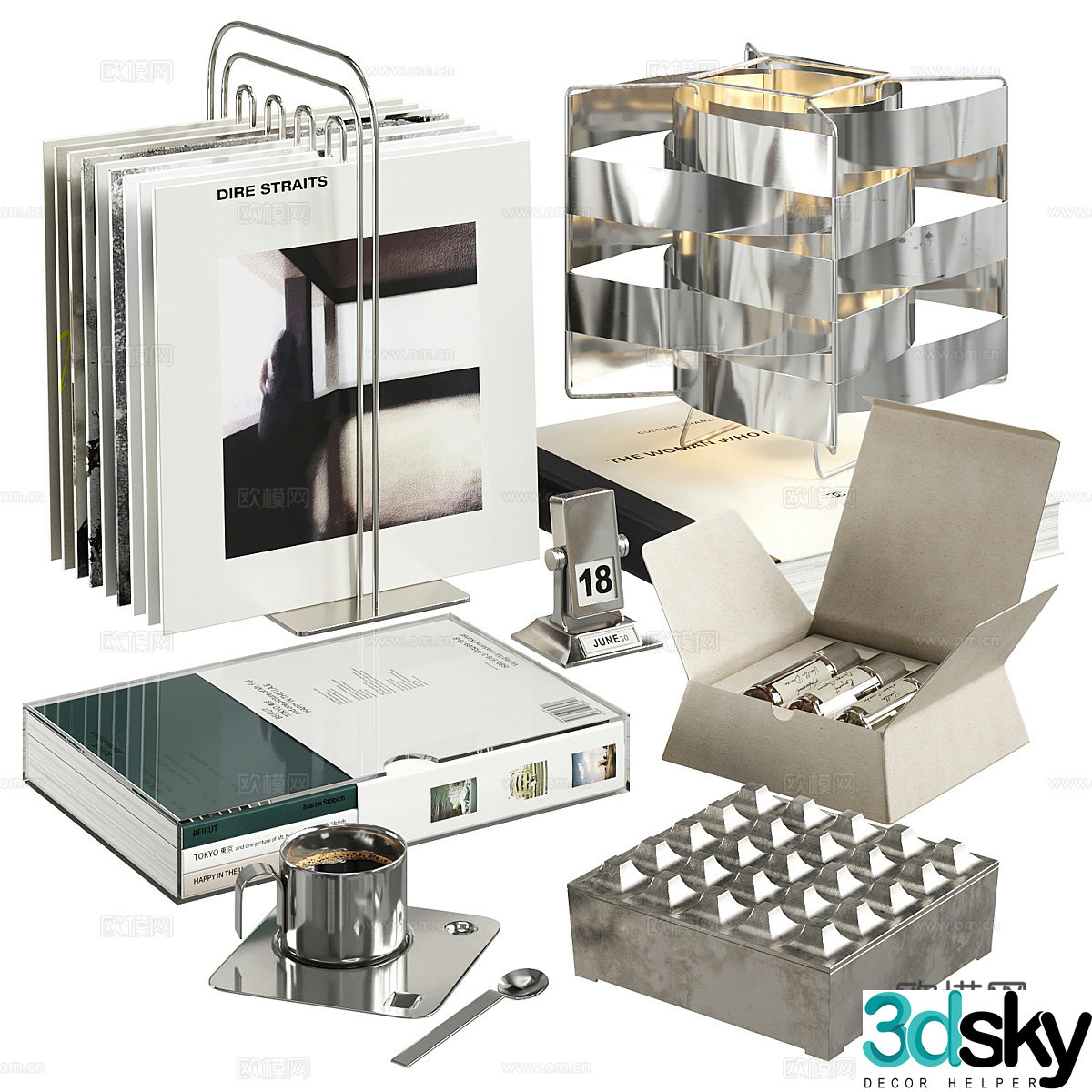Modern book jewelry ornament combination 3d model
