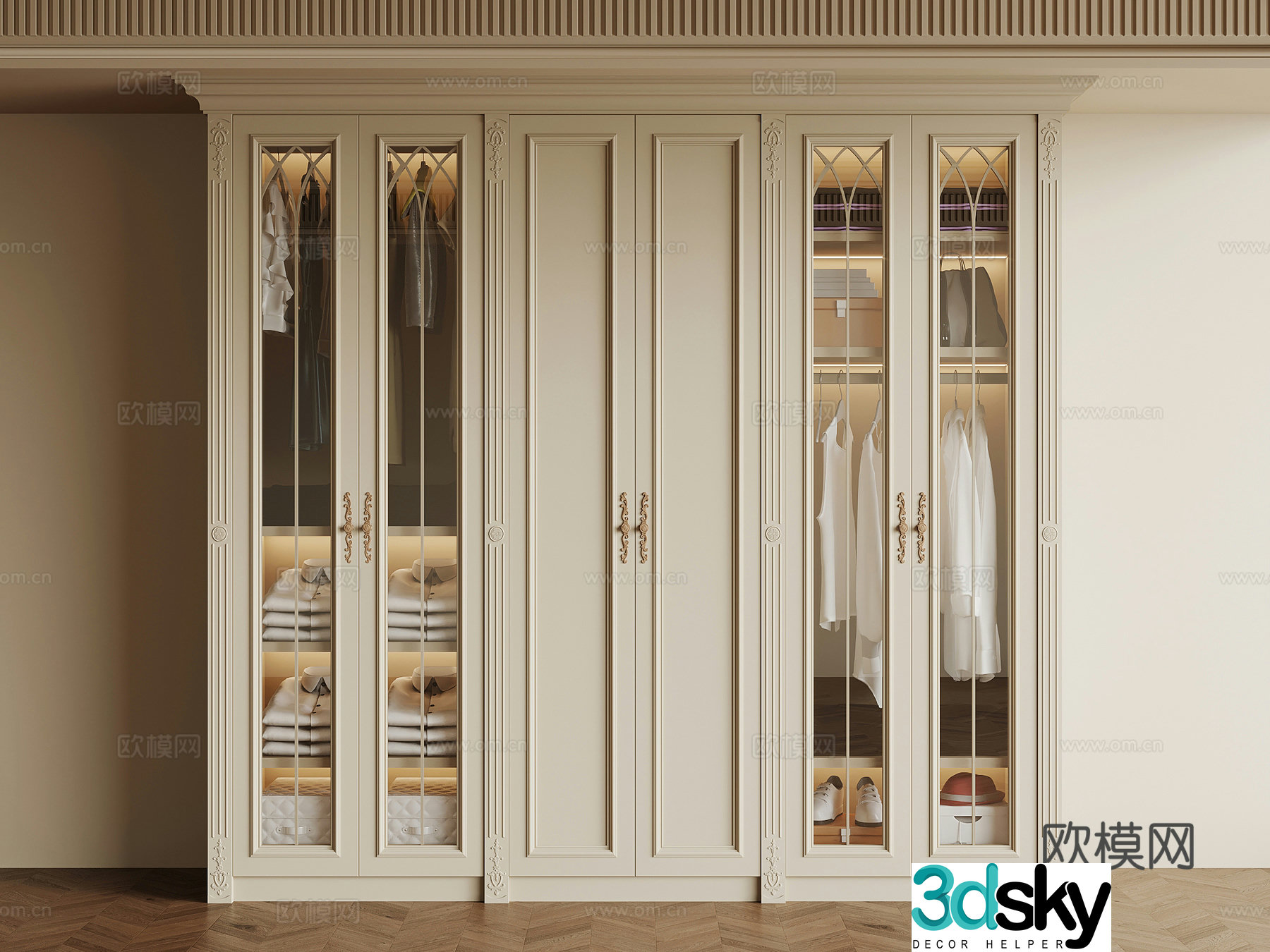 Wardrobe French Cream Trench Wardrobe 3d Model