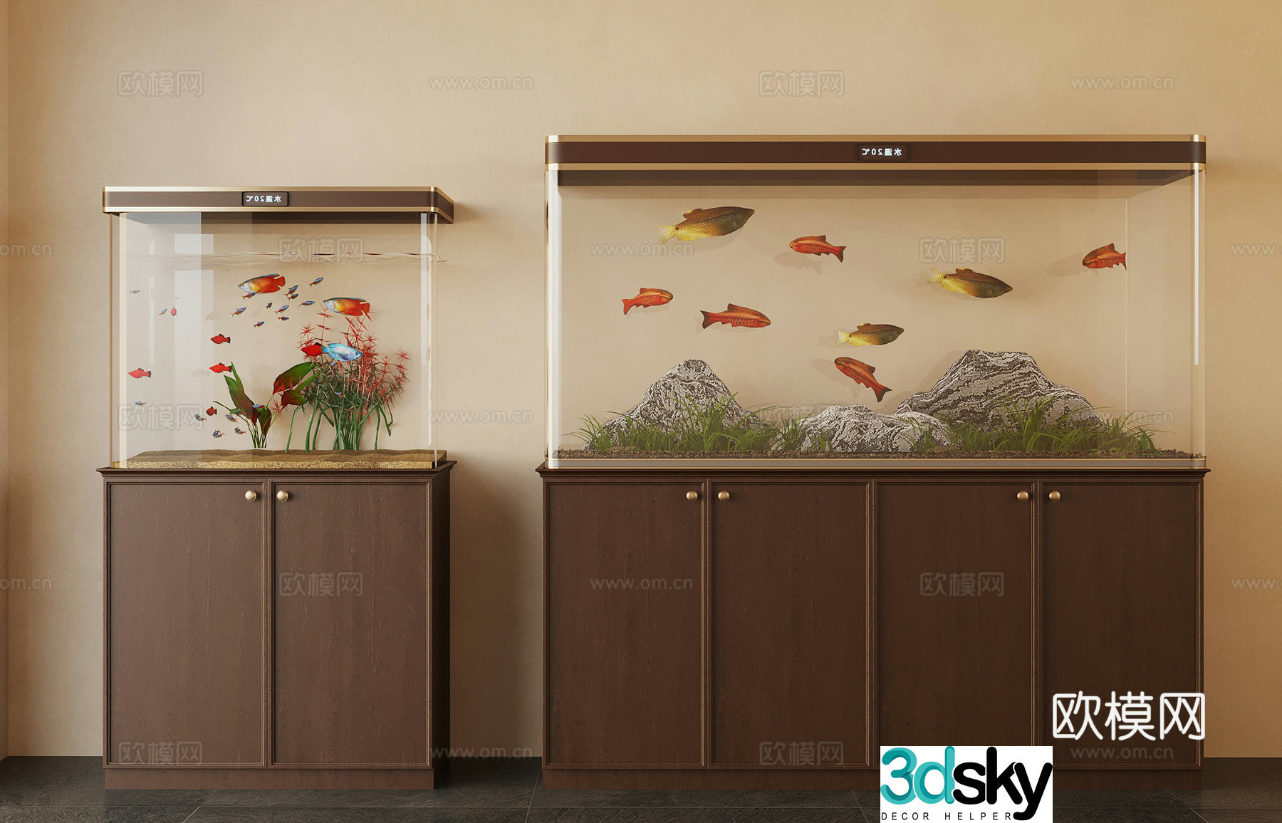 New Chinese fish tank aquarium 3D model