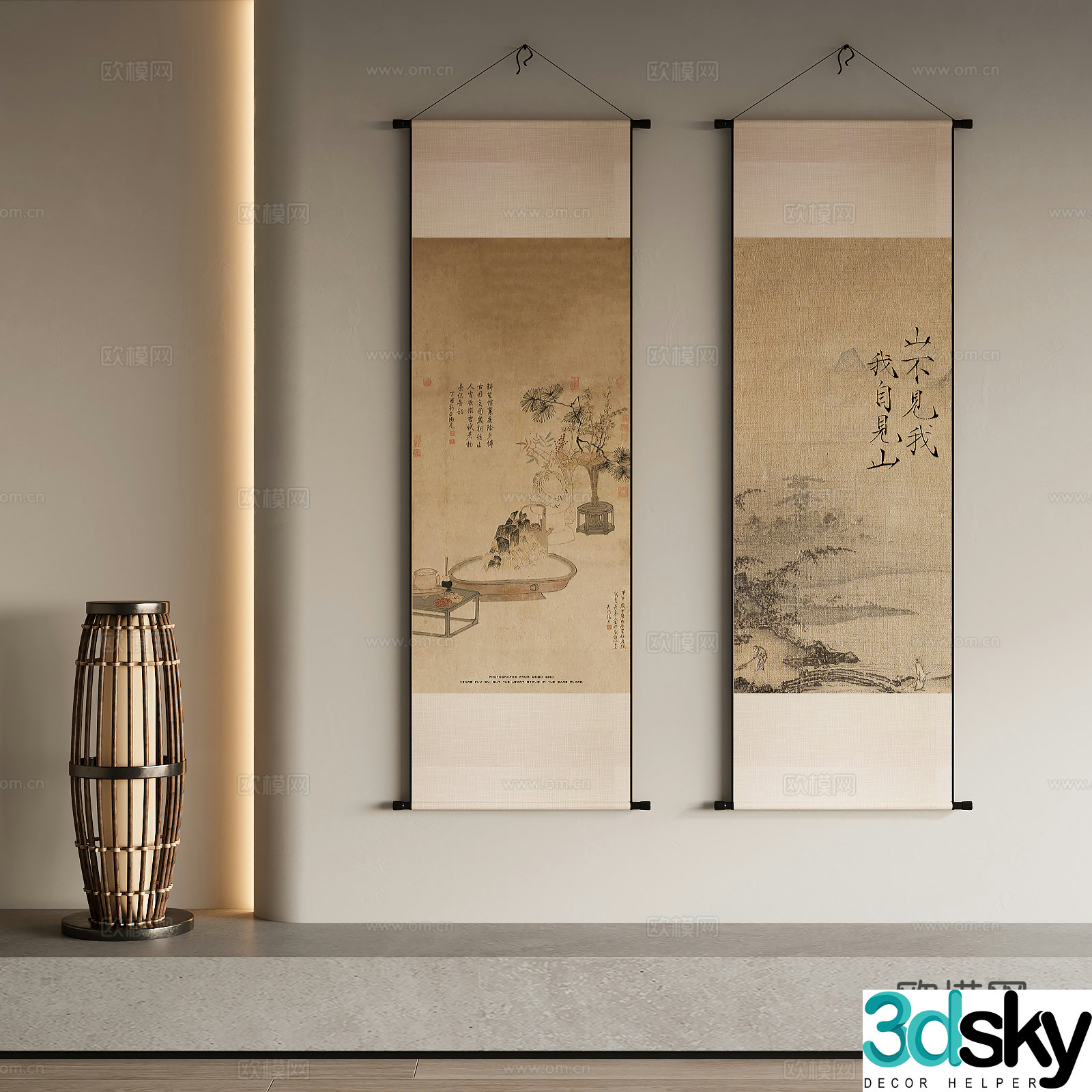 New Chinese style decorative painting 3D model