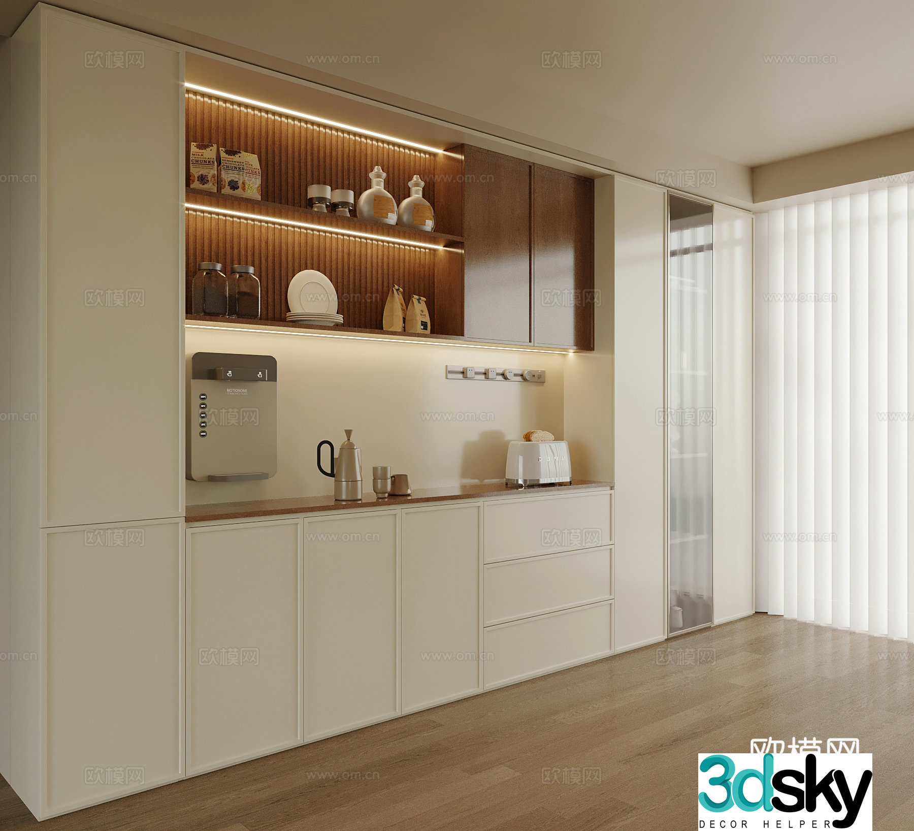 Middle-aged wine cabinet sideboard 3D model