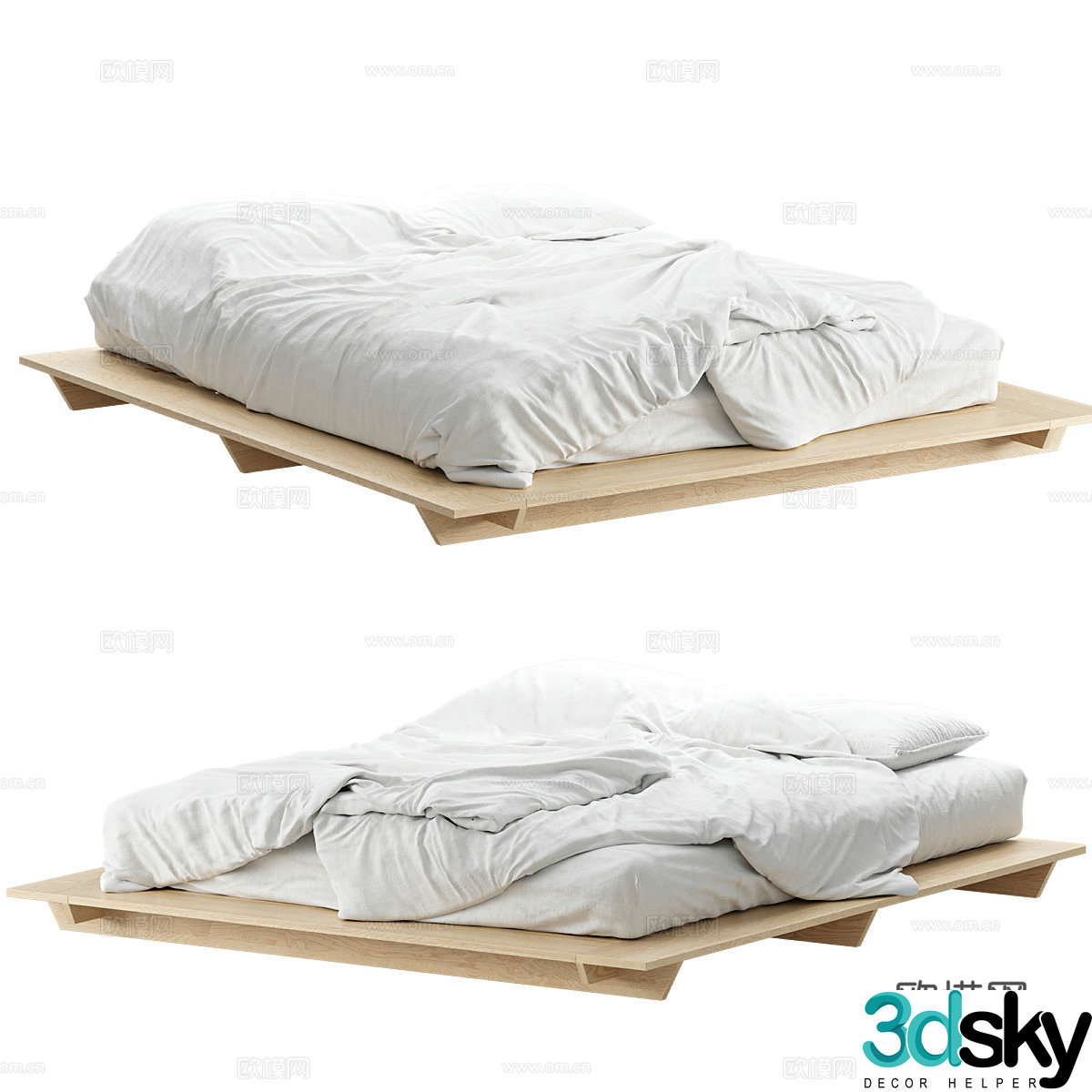 Background double bed 3d model
