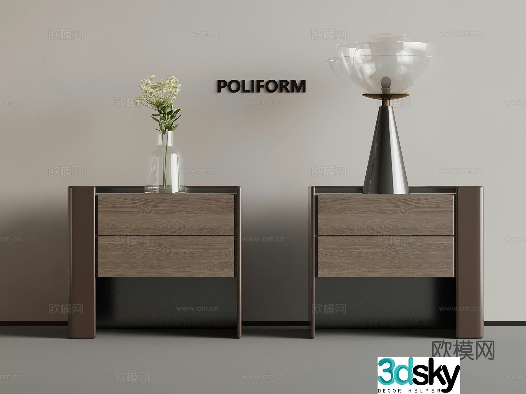 Modern light luxury bedside table lamp decorative ornaments 3D model