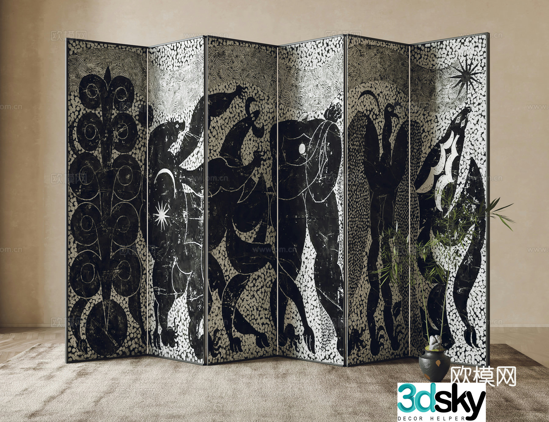 Modern screen partition 3d model