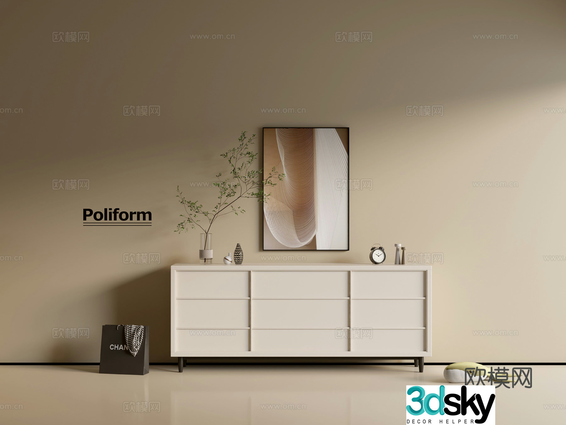 Modern cream wind chest of cabinet ins wind minimalist wind cabinet whole cabinet sideboard balcony cabinet 3d model
