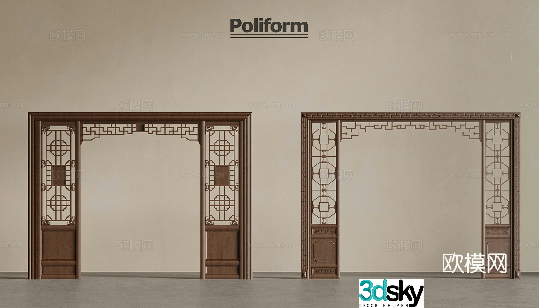 New Chinese style pass partition 3D model