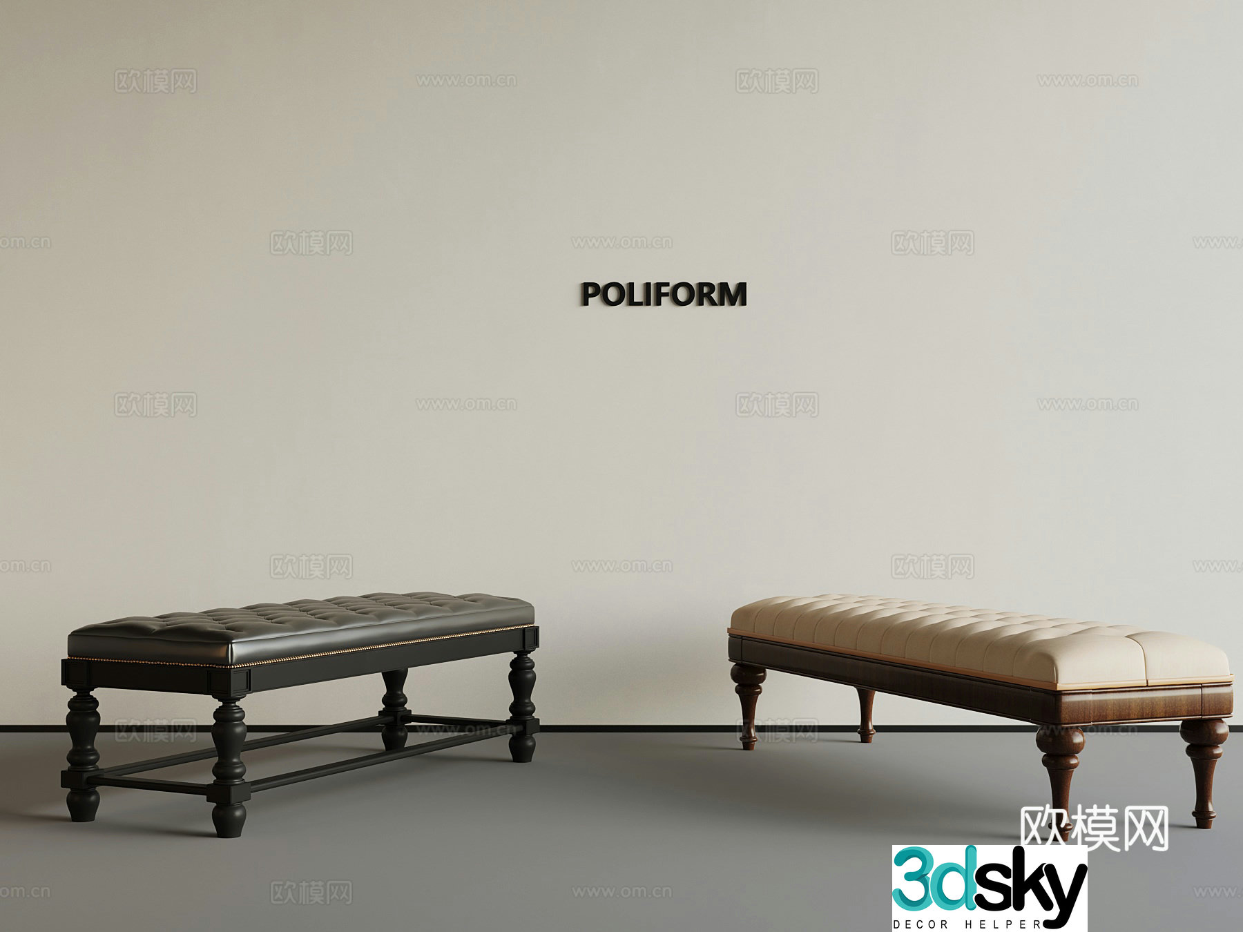 French shoe changing stool bench tail stool 3D model
