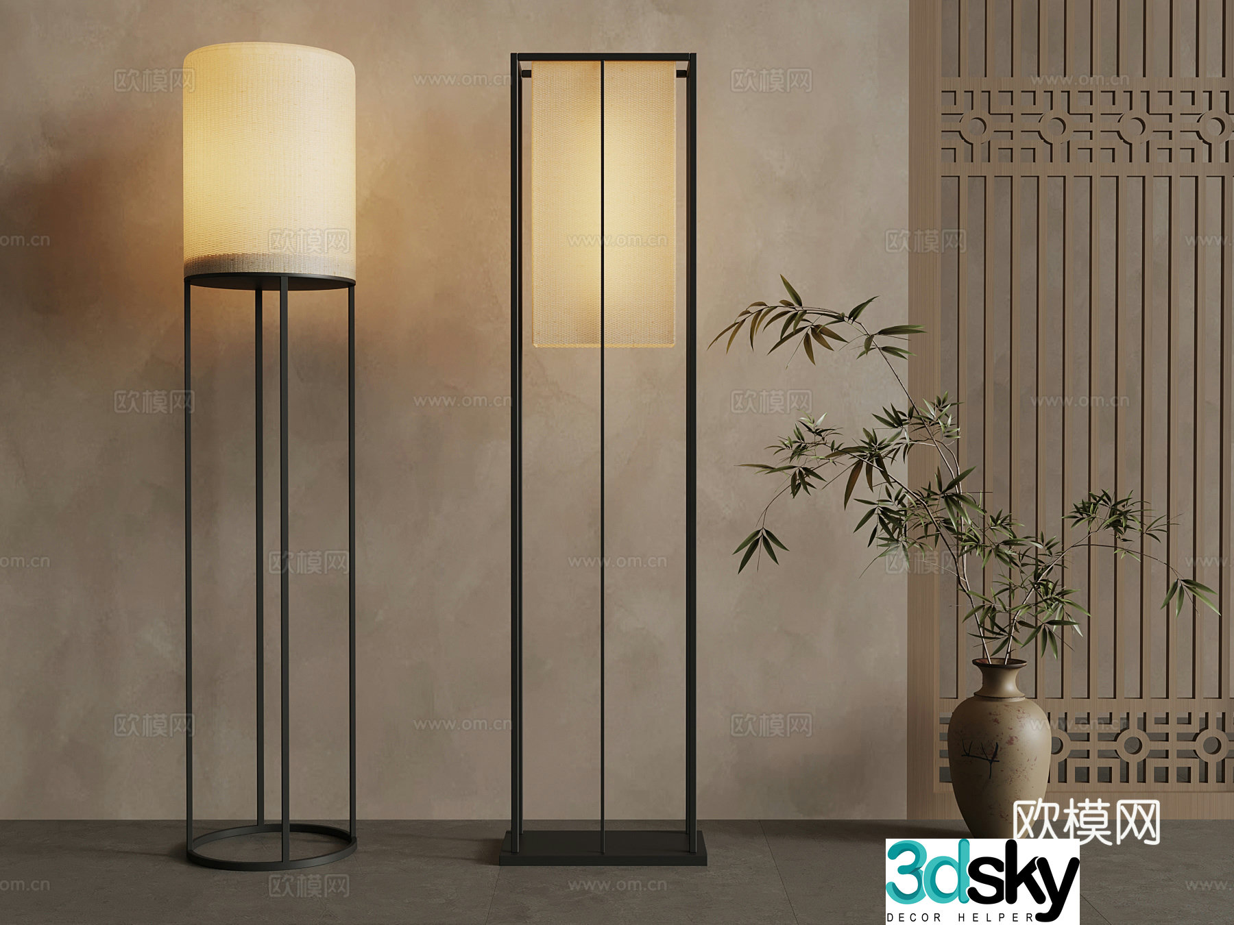 New Chinese style floor lamp vase 3d model