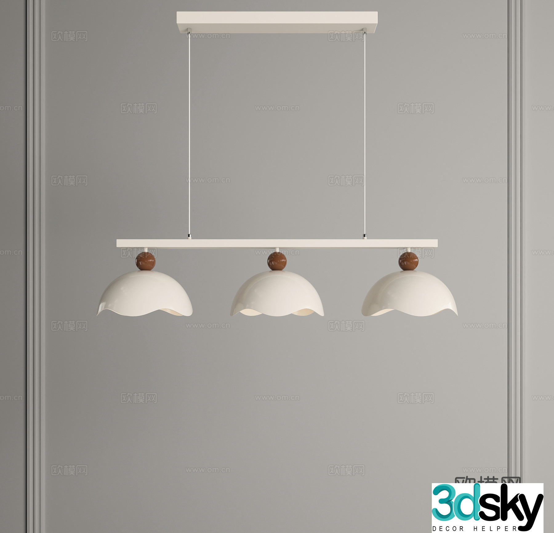 Middle-aged chandelier Cream-style chandelier Three-head chandelier Multi-head chandelier Eggshell chandelier Restaurant chandelier 3D model