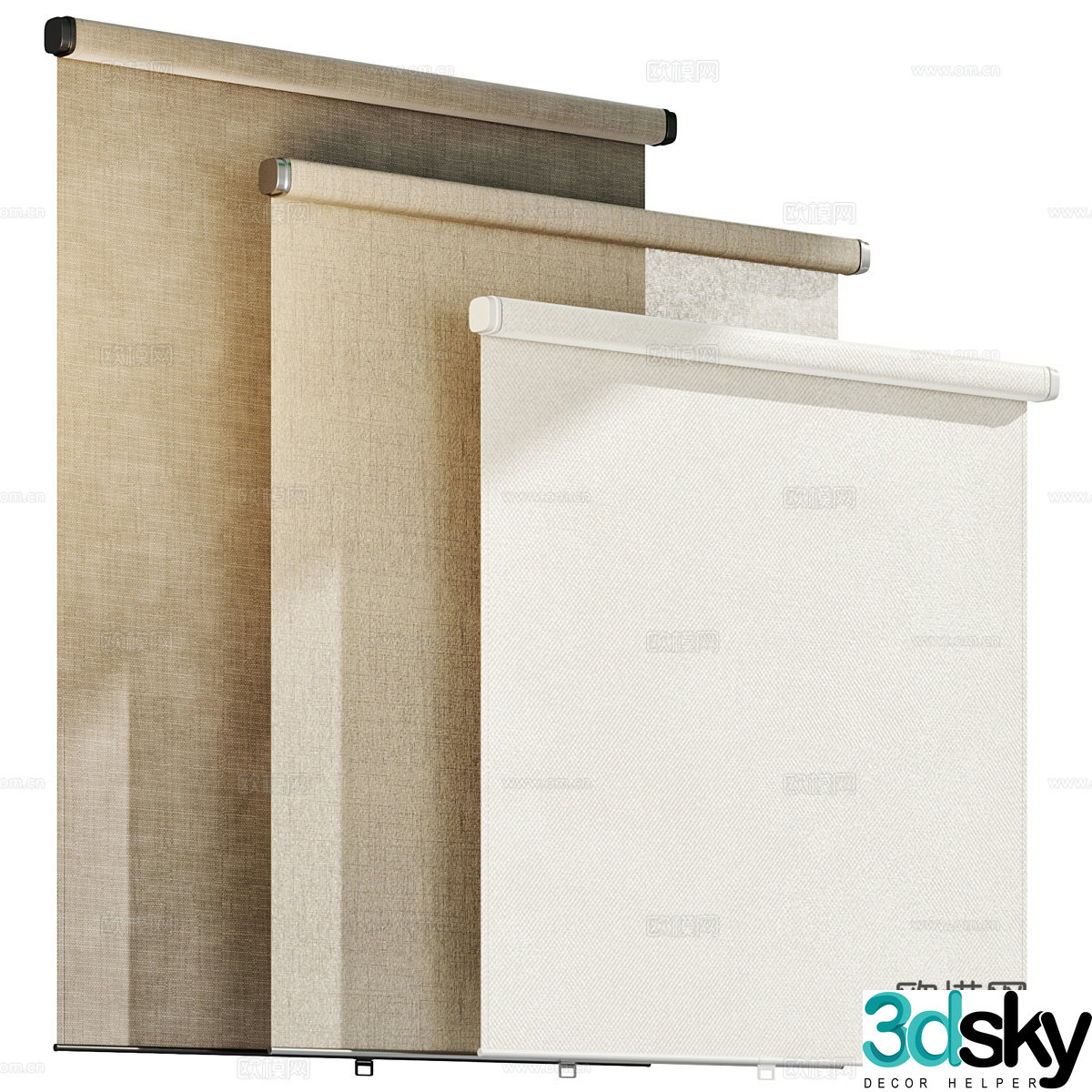 Modern minimalist fabric roller blind 3D model