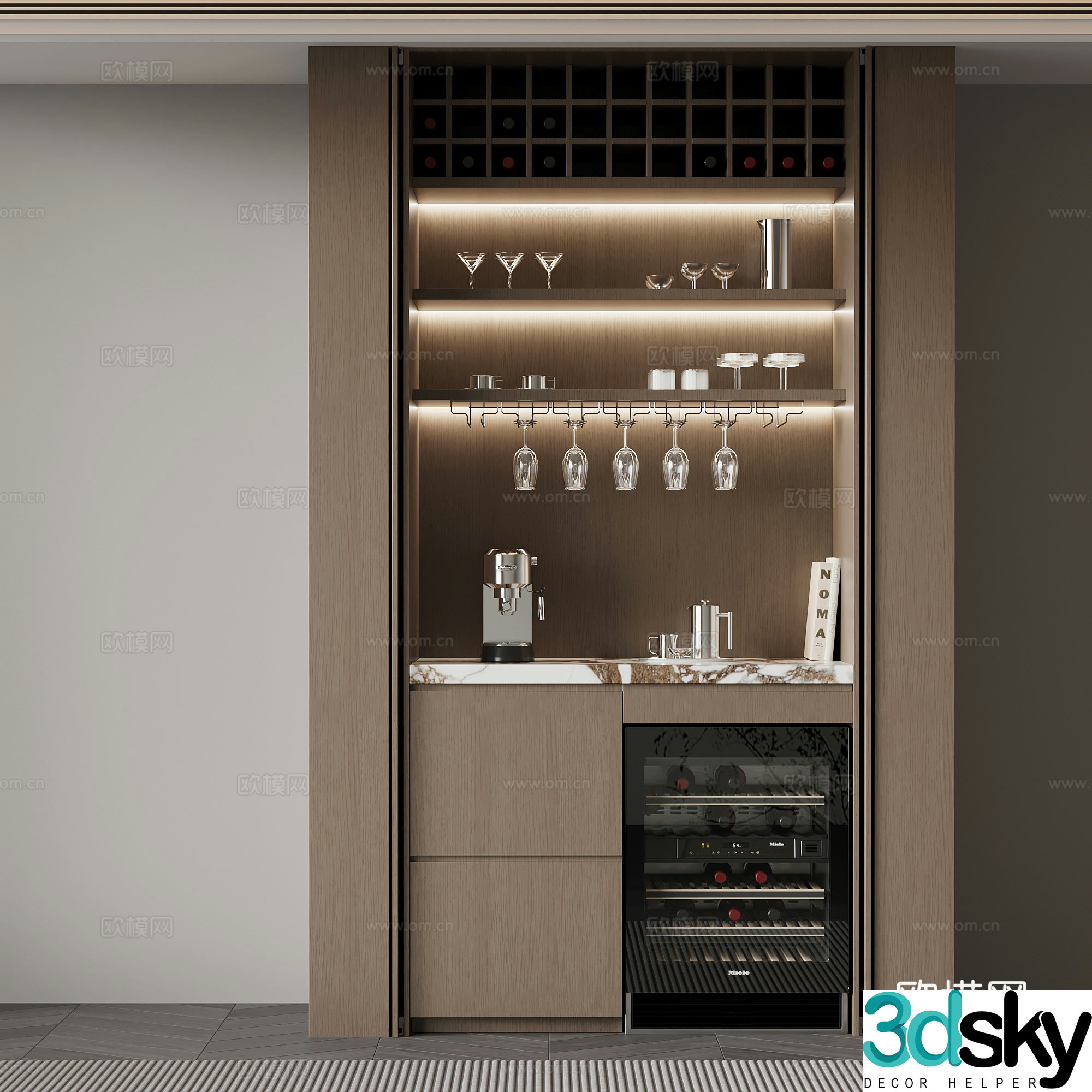 Italian wine cabinet sideboard 3D model