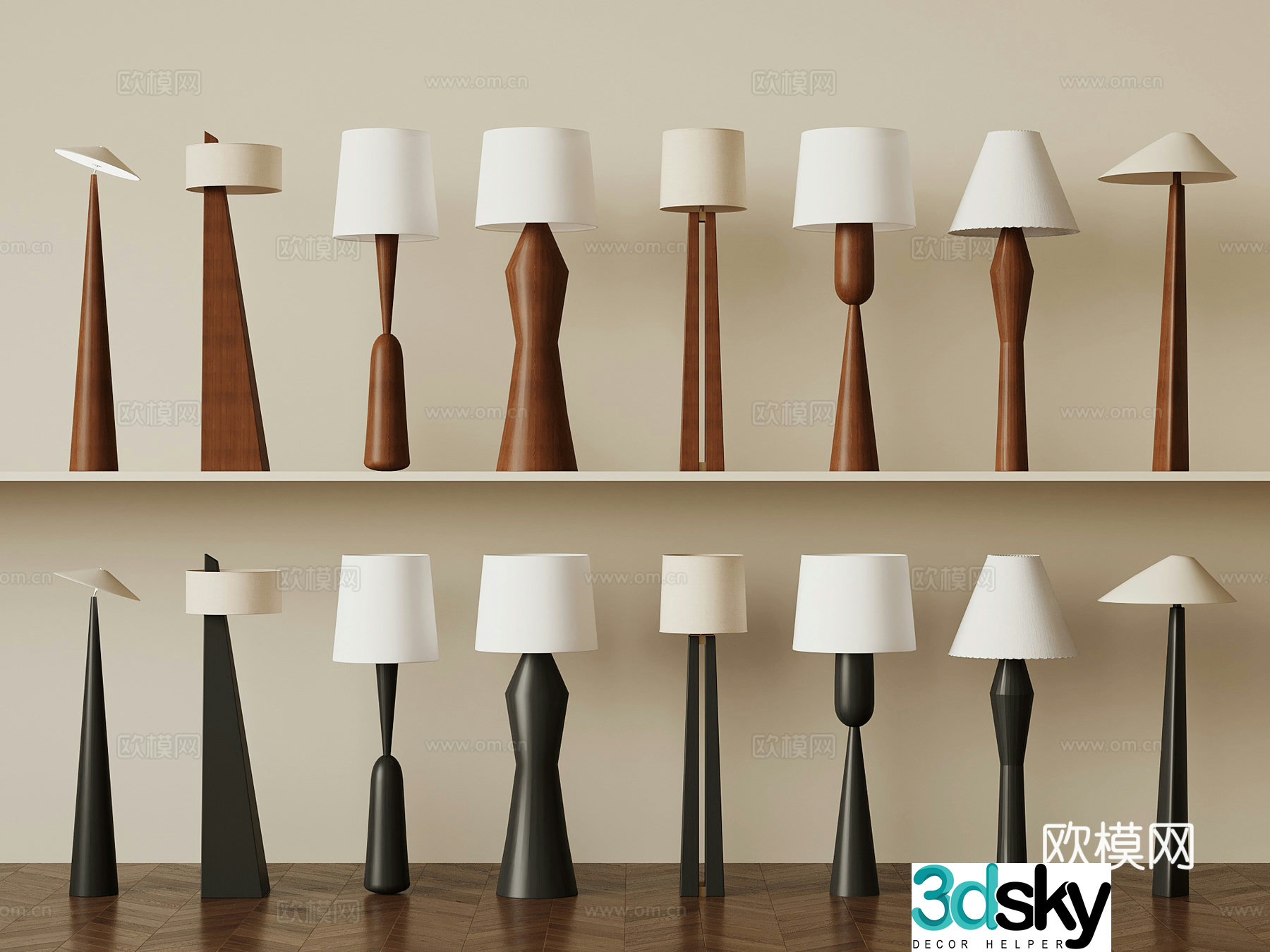 Floor lamp French medieval floor lamp Floor lamp combination 3D model
