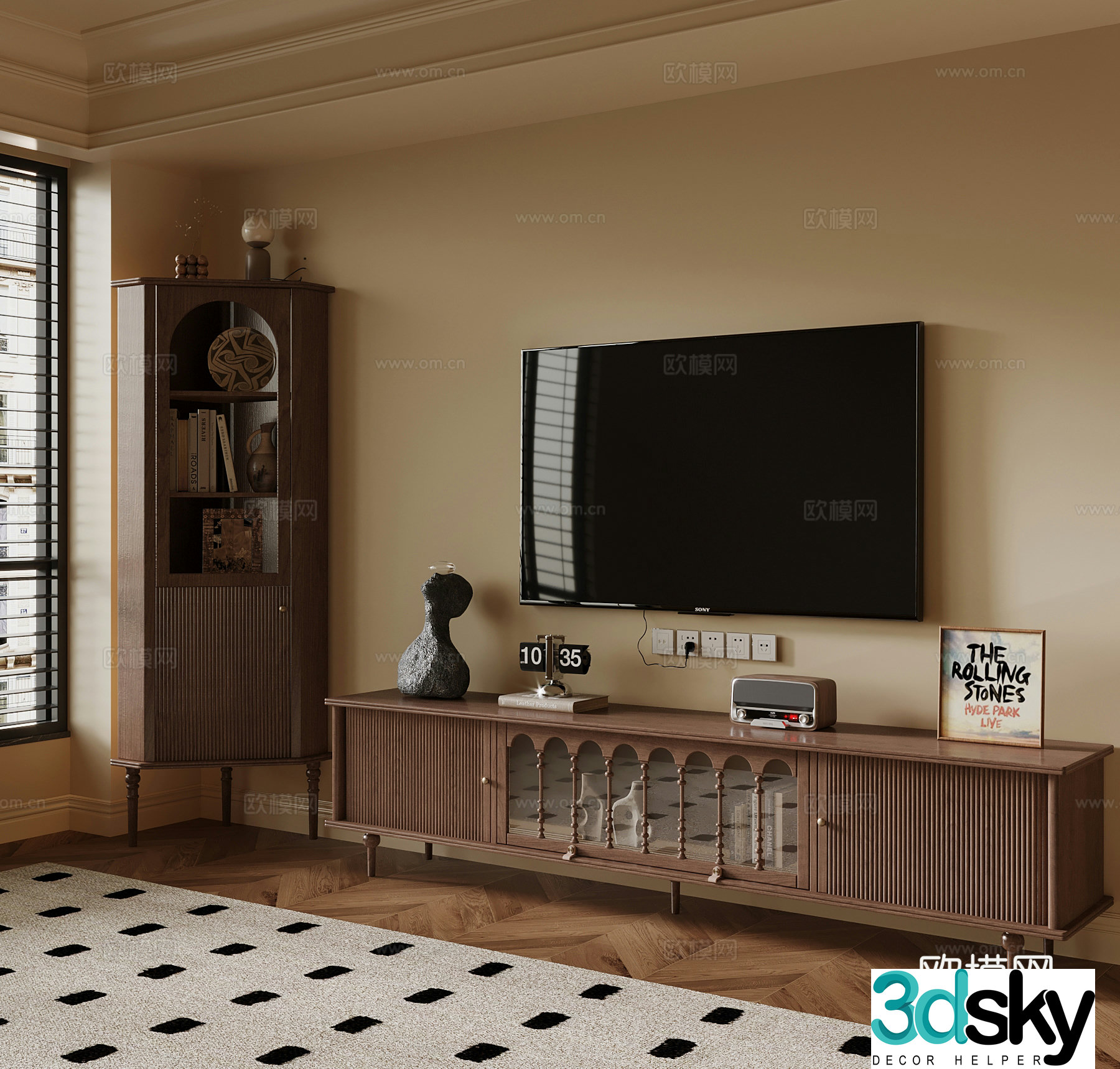 French medieval style TV cabinet 3D model
