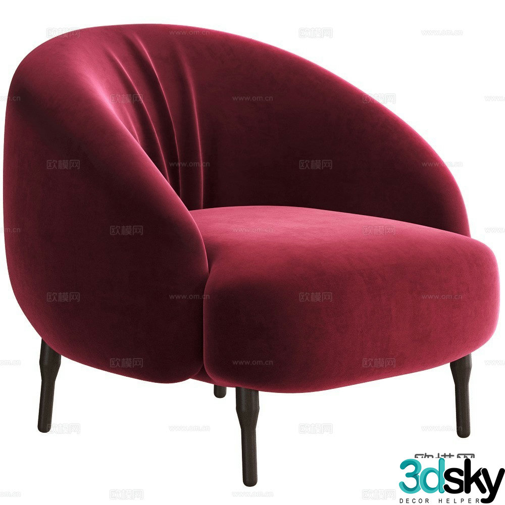 Riccardo Rivoli Italian casual chair Sofa chair Cloth leisure chair 3d model