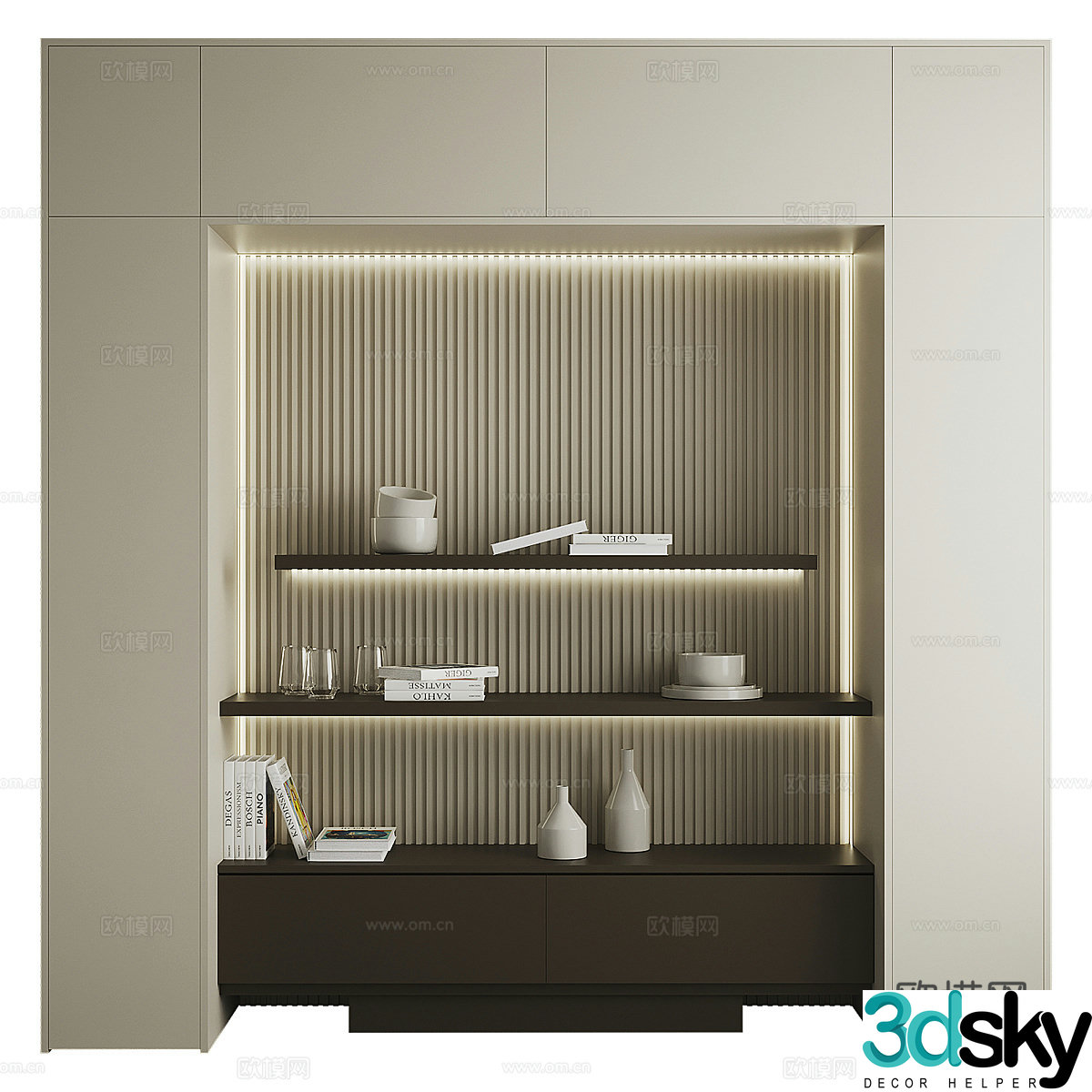 Modern minimalist decorative bookcase 3d model