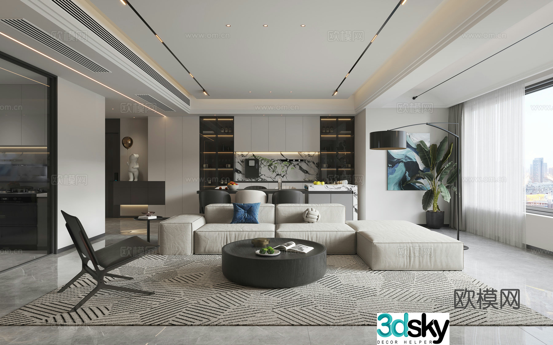 Modern Italian dining room 3d model