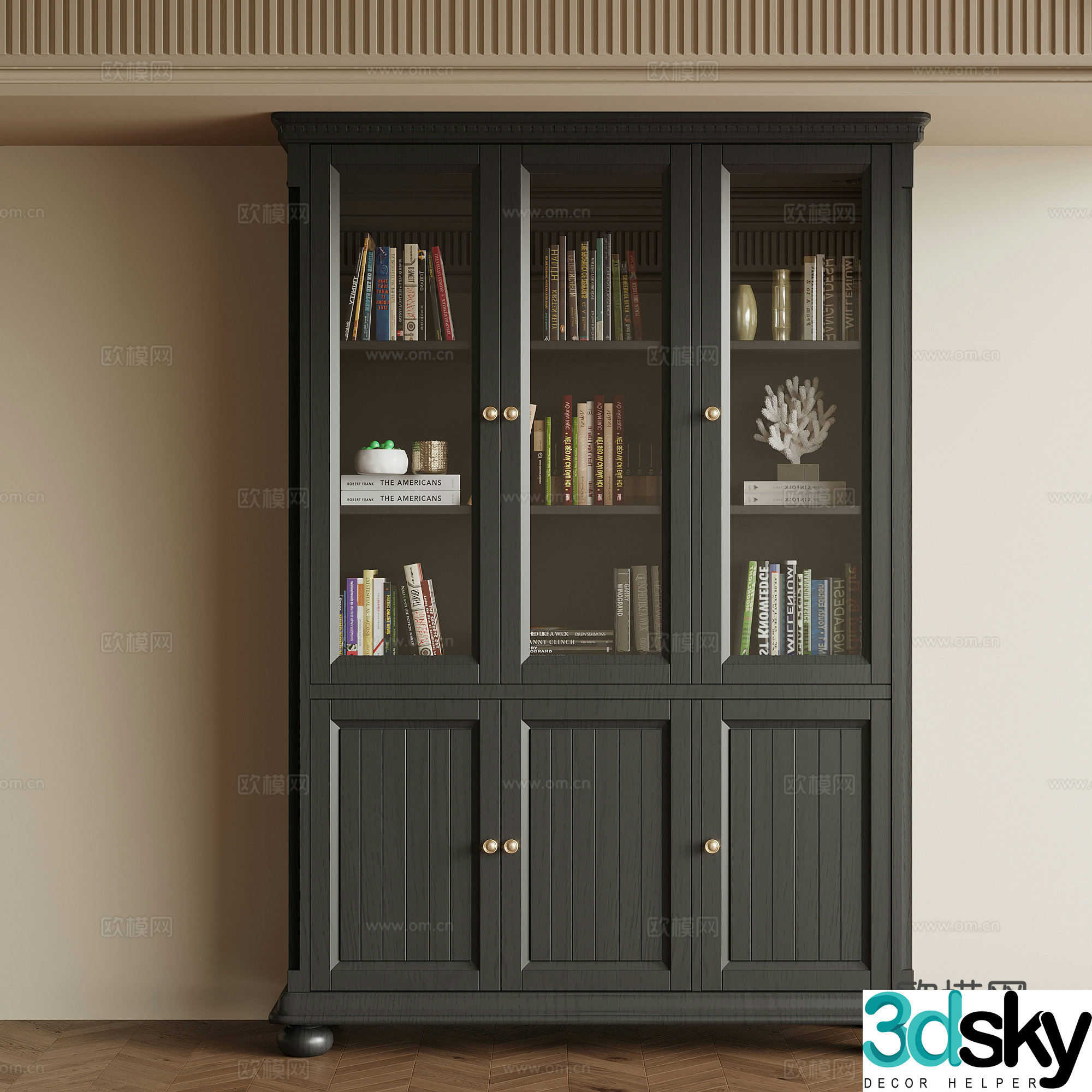 French bookcase locker 3d model