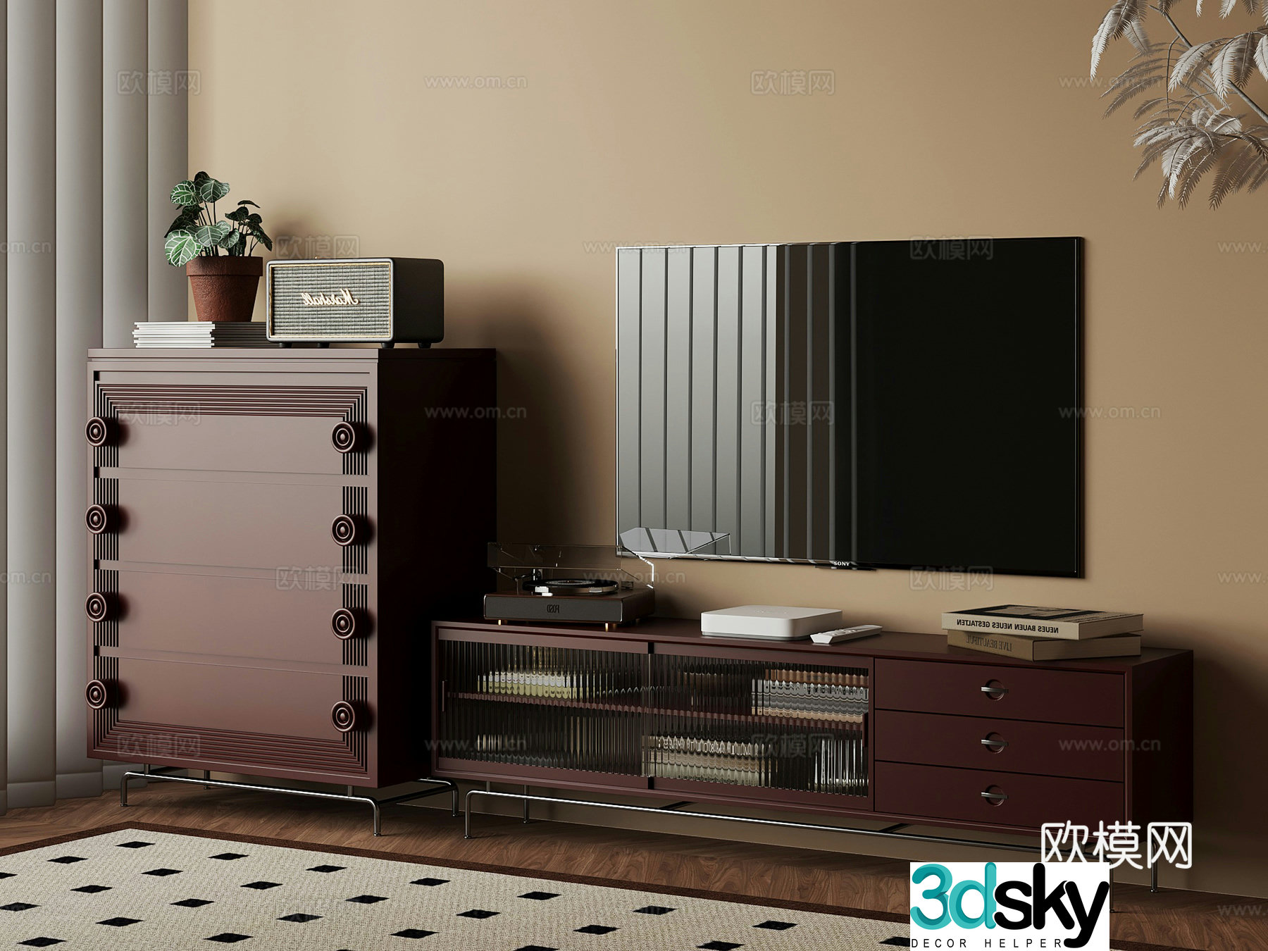 TV cabinet French retro TV cabinet TV set 3d model