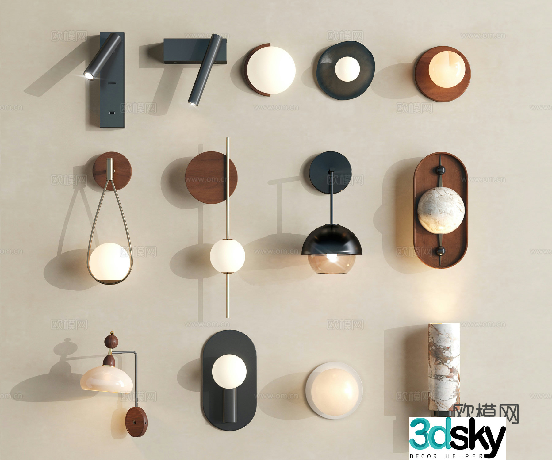 Wall lamp Metal wall lamp Spherical wall lamp Bedside wall lamp 3D model