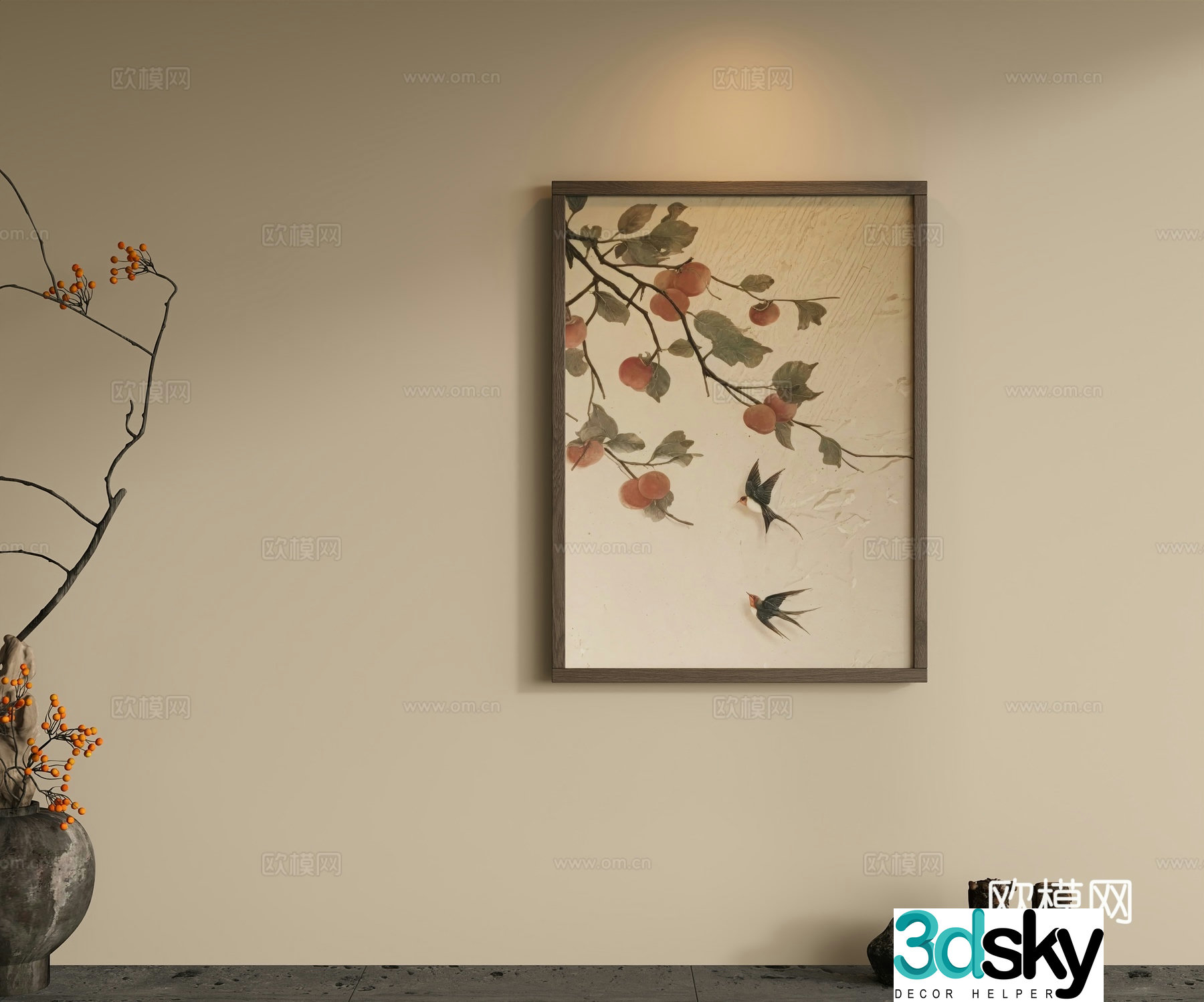 New Chinese style decorative painting 3D model