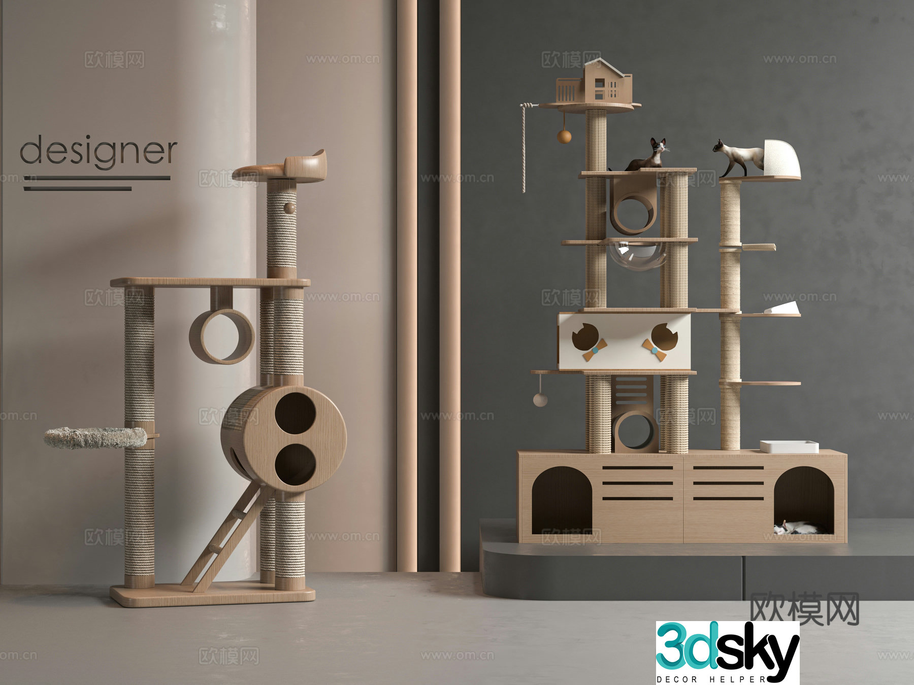 Modern cat crawling frame 3d model