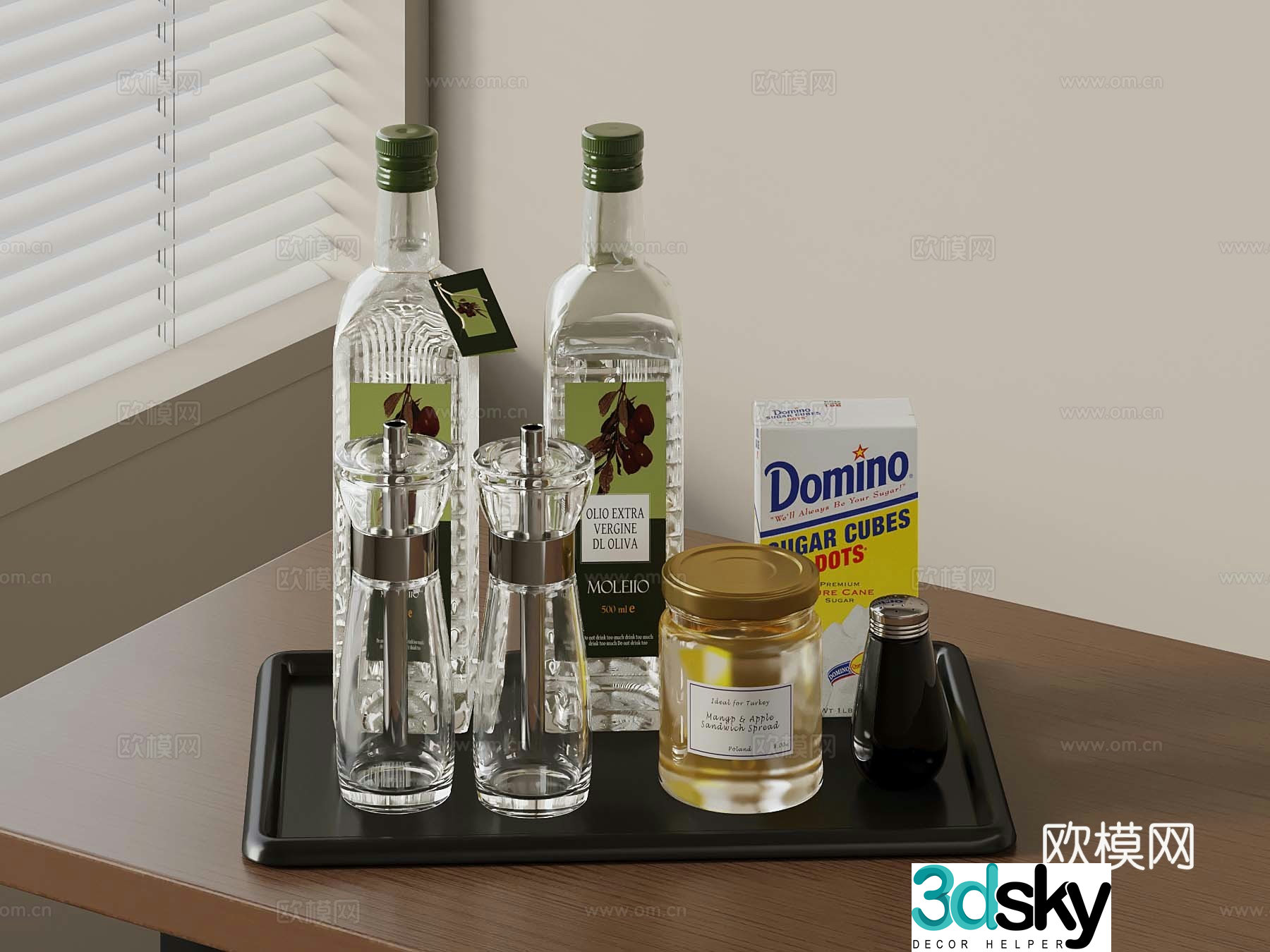 Modern tray wine kitchen supplies 3d model