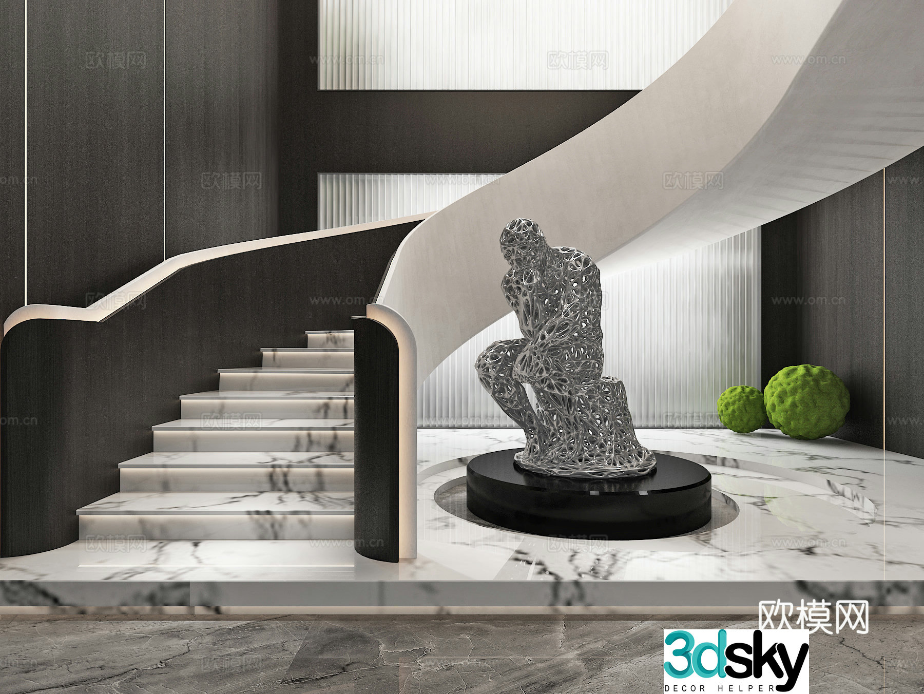 Stairwell Handrail Beauty Instrument Sculpture Landscape 3D Model