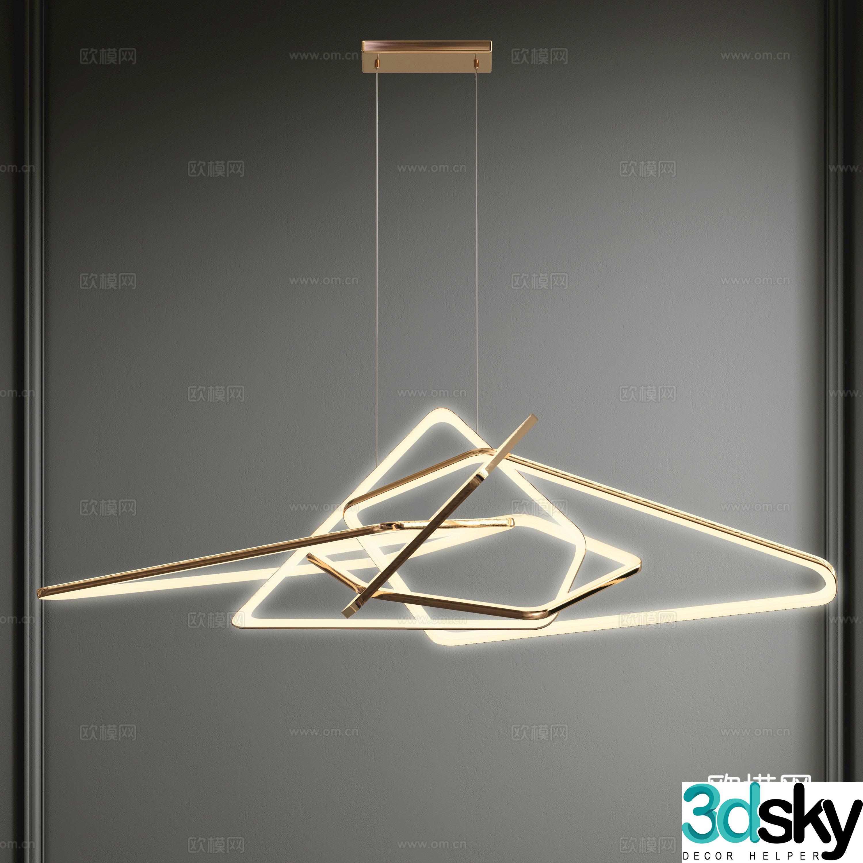Italian light luxury chandelier restaurant chandelier linear chandelier LED chandelier metal chandelier 3d model