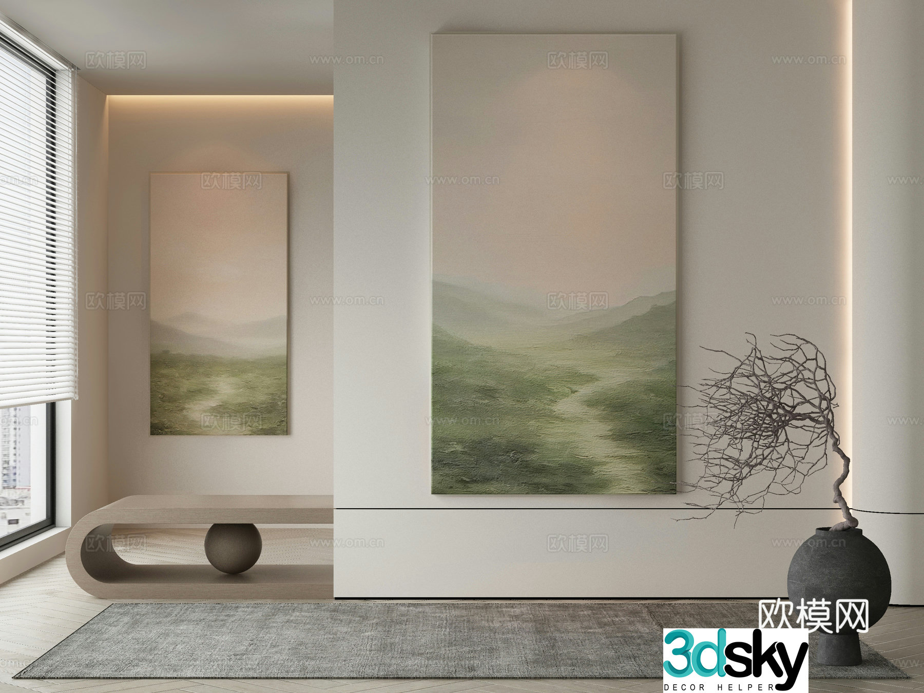 Modern Wasabi Hanging Painting Oil Painting 3D Model