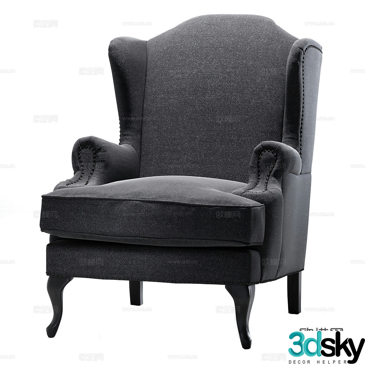 American simple fabric armchair 3d model